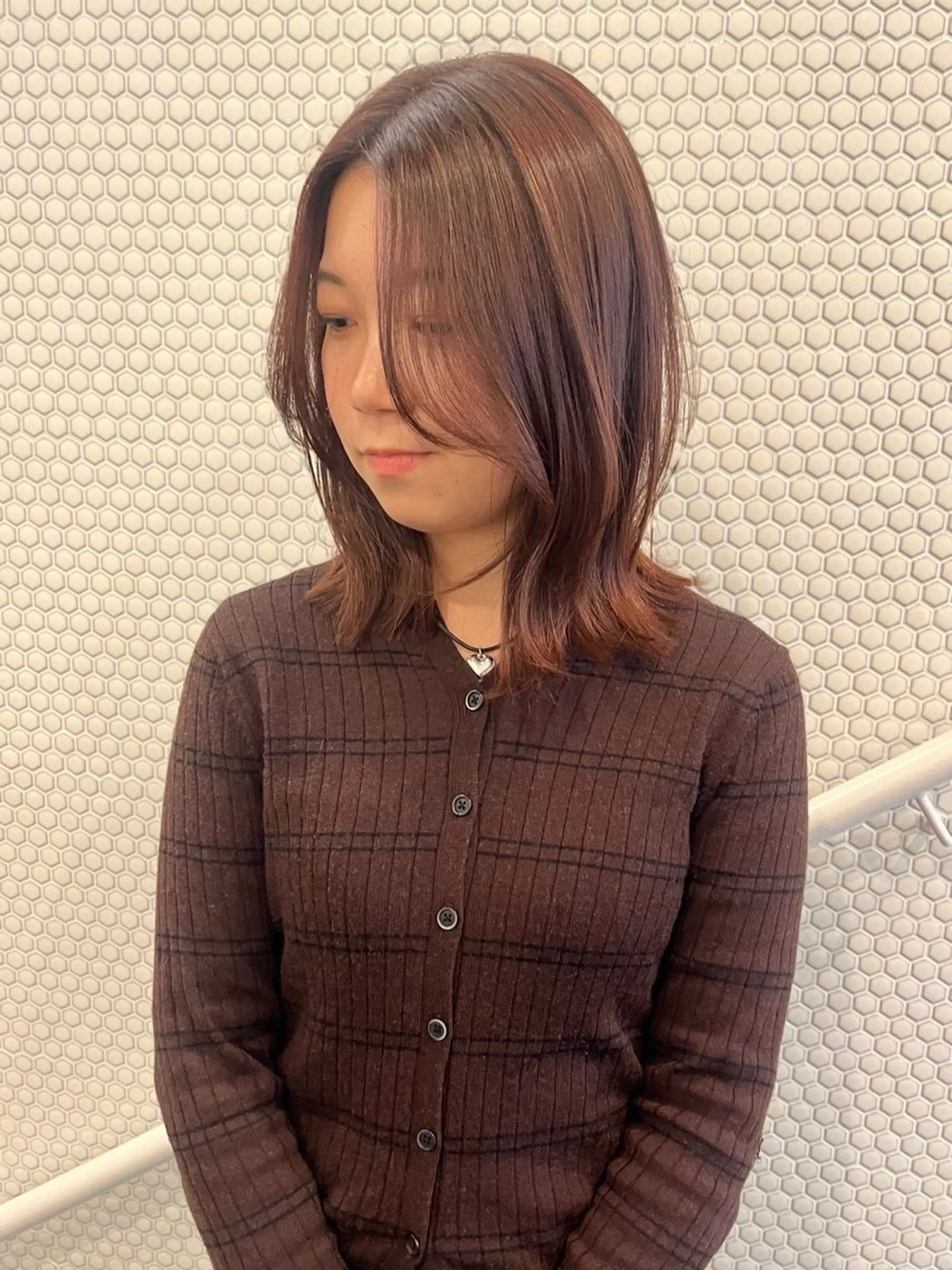 ミディアム カラー カット ヘアカラー トリートメント 髪質改善/レイヤー/ ボブ/磯野史歩のヘアスタイル