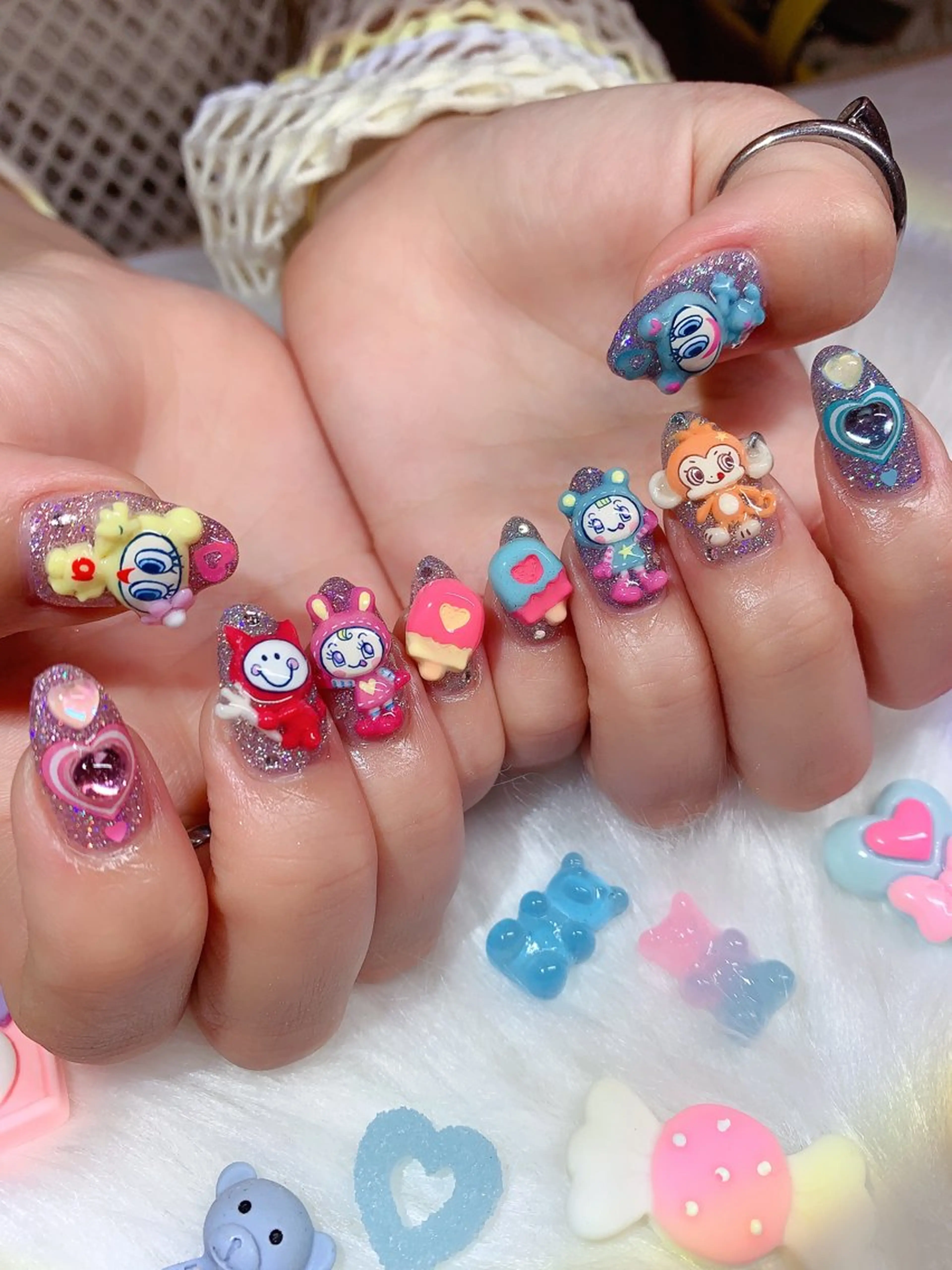 ネイル アートネイル フラッシュネイル キラキラネイル 韓国ネイル ラメ(グリッター) シェアサロンLei.g(レイジー)所属・3Dアートネイル💗 都築レナのネイルデザイン