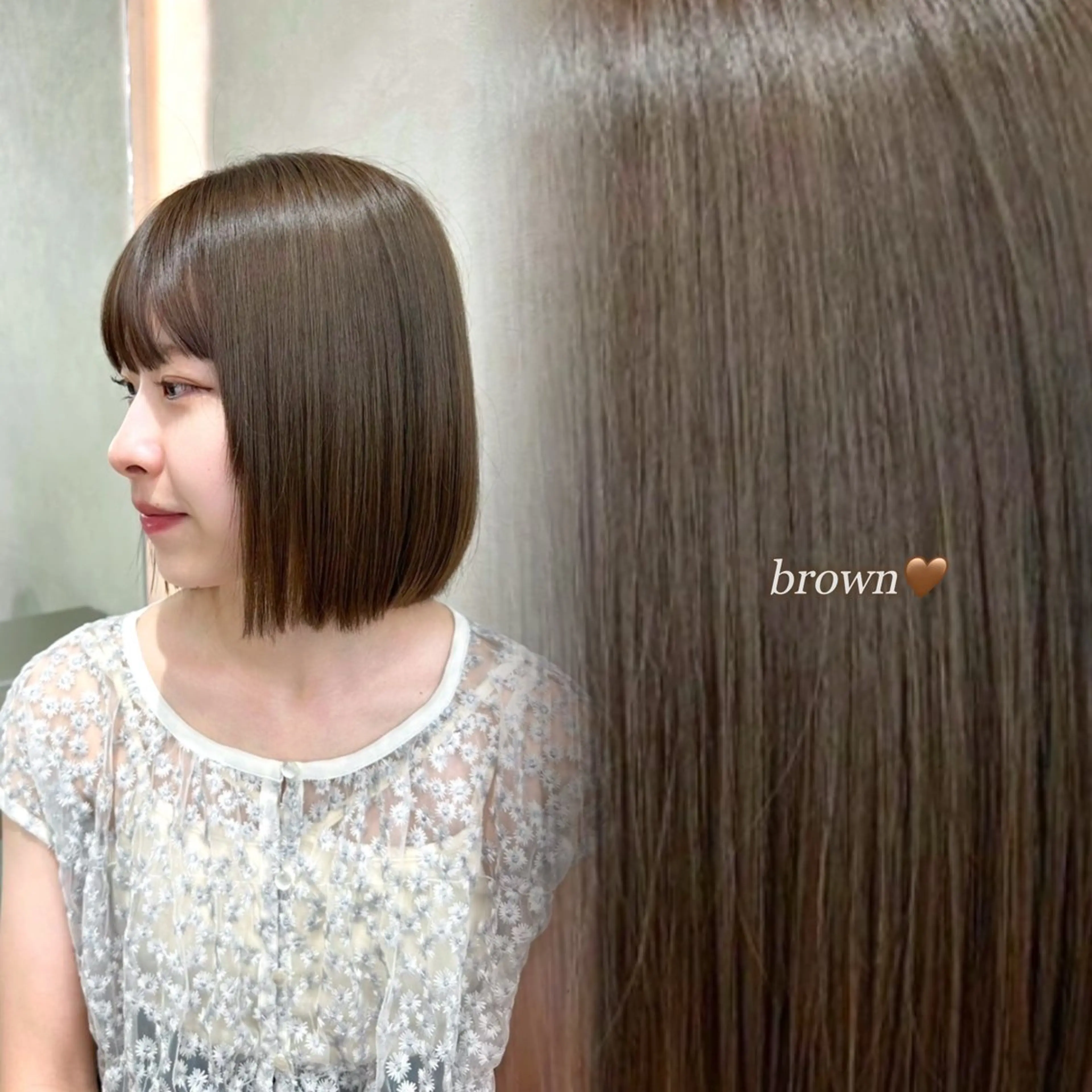 ミディアム カラー ブラウンカラー ハイトーン特化🤍/ 韓国ボブ / ハルナのヘアスタイル