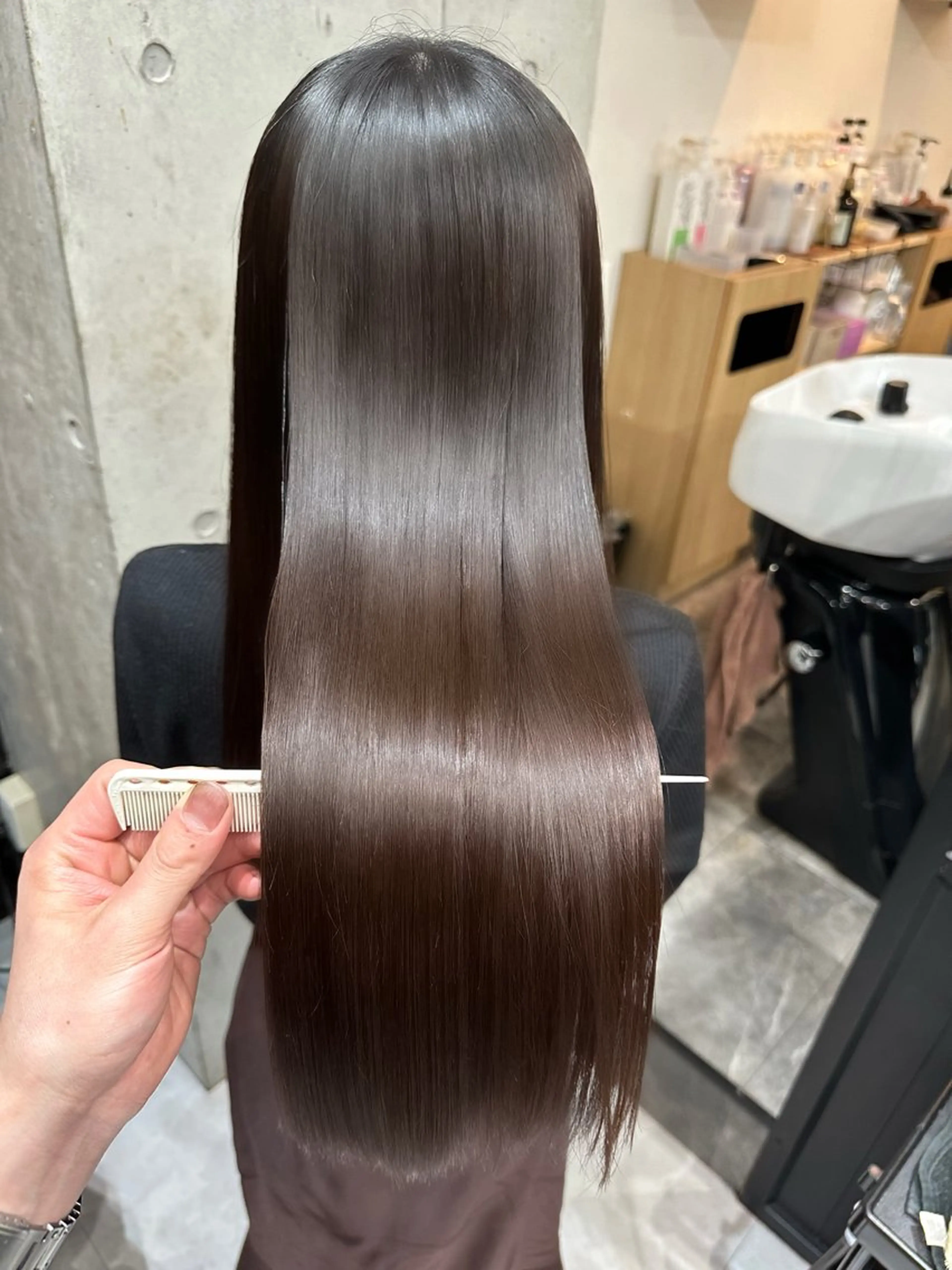 セミロング 髪質改善 ヘアカラー トリートメント ✨透明感カラー 恵比寿HAYATO✨のヘアスタイル