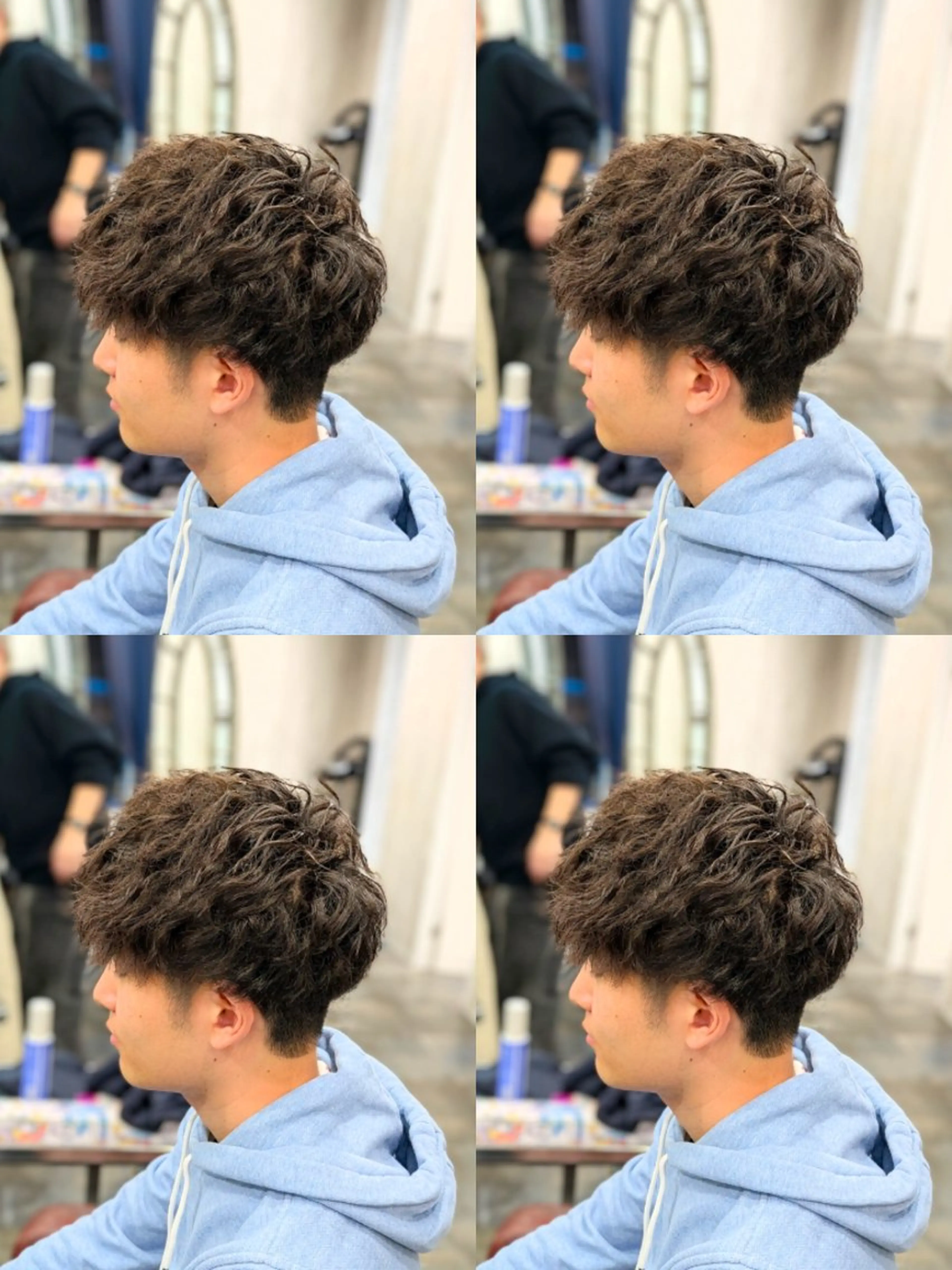 メンズ パーマ アップバング センターパート フェードカット メンズ韓国風 韓国マッシュ カット パーマ トリートメント メンズパーマ/顔周り レイヤー店長えのもとのヘアスタイル