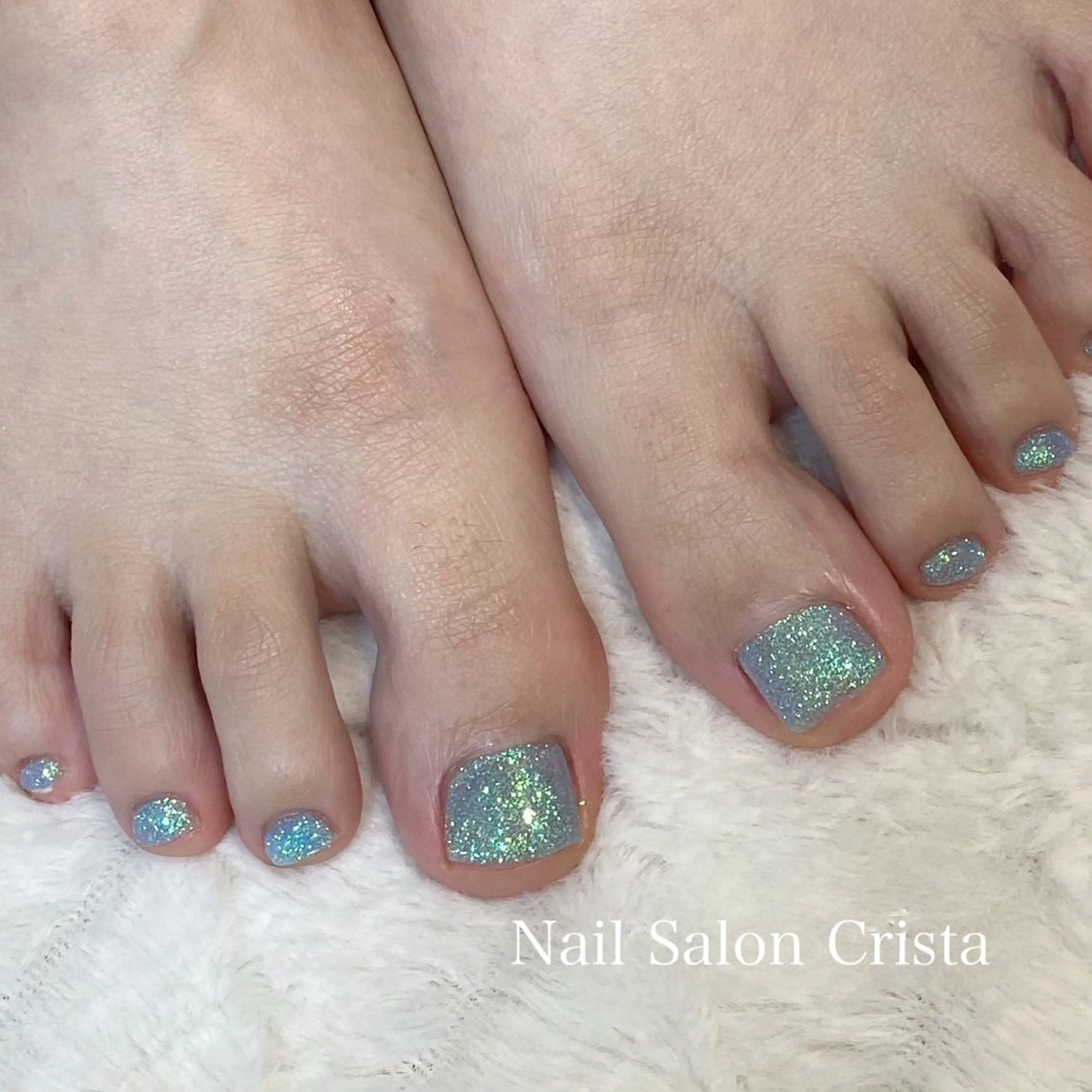 ネイル フットネイル ジェルネイル ラメ(グリッター) ワンカラーネイル パラジェル フットネイル CRISTA所属・CRISTA MOMOのネイルデザイン