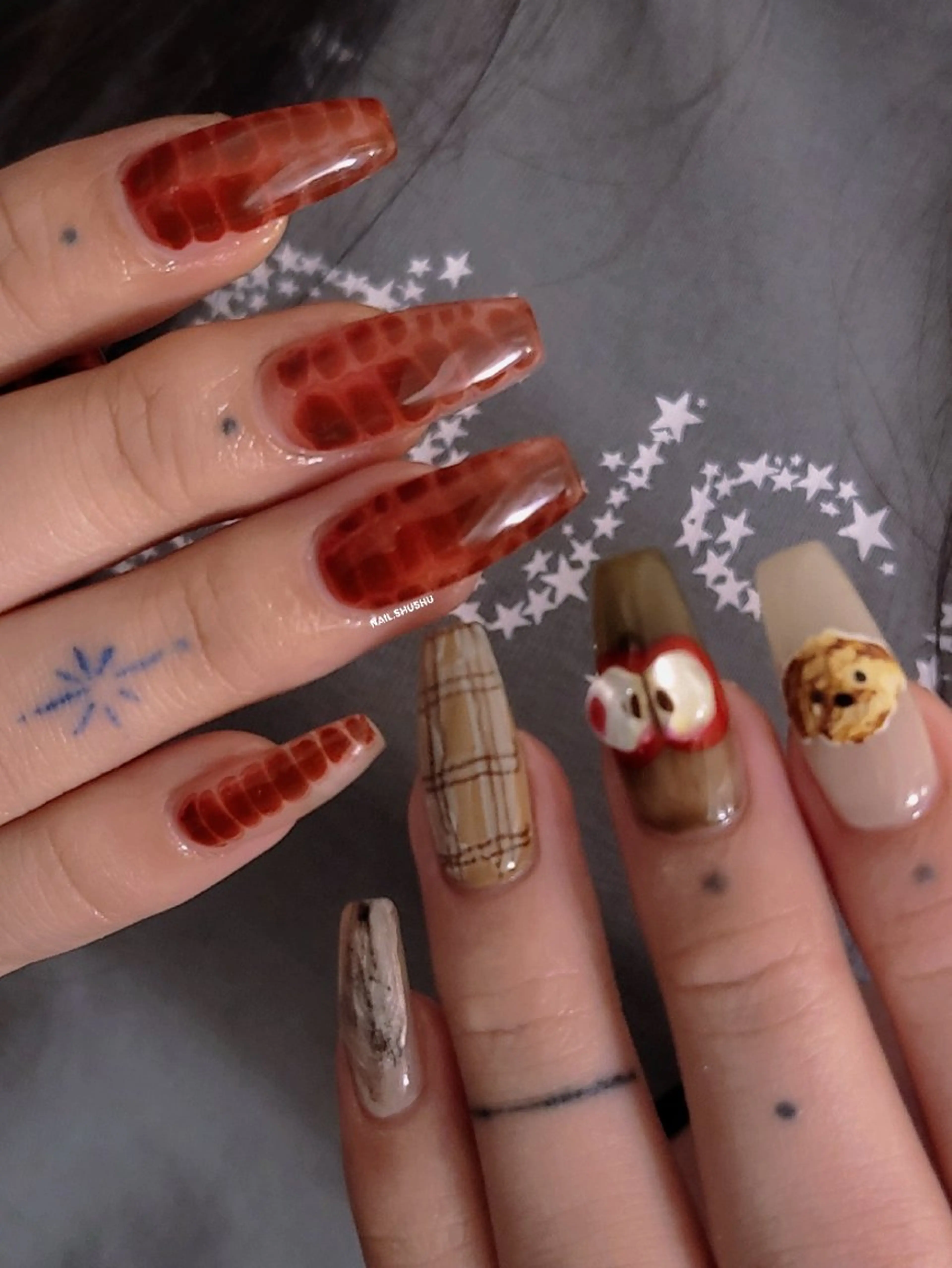 ネイル ハンドネイル 3dパーツ/流行り 👧shushu❤️のネイルデザイン