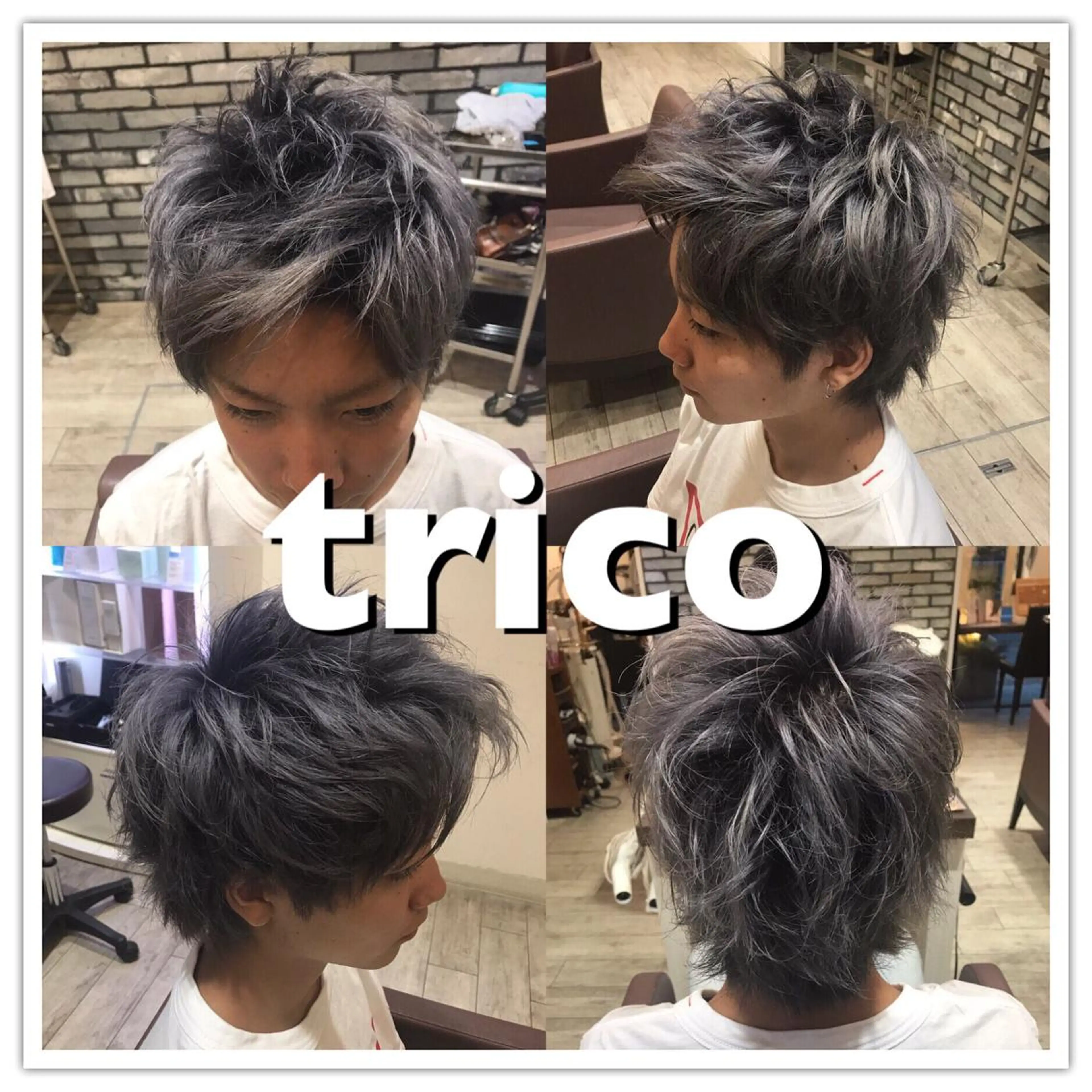 ショート カラー アッシュ ダブルカラー バイオレットカラー バイオレットアッシュ 似合わせ/ブリーチ カラー.岡田友仁のヘアスタイル