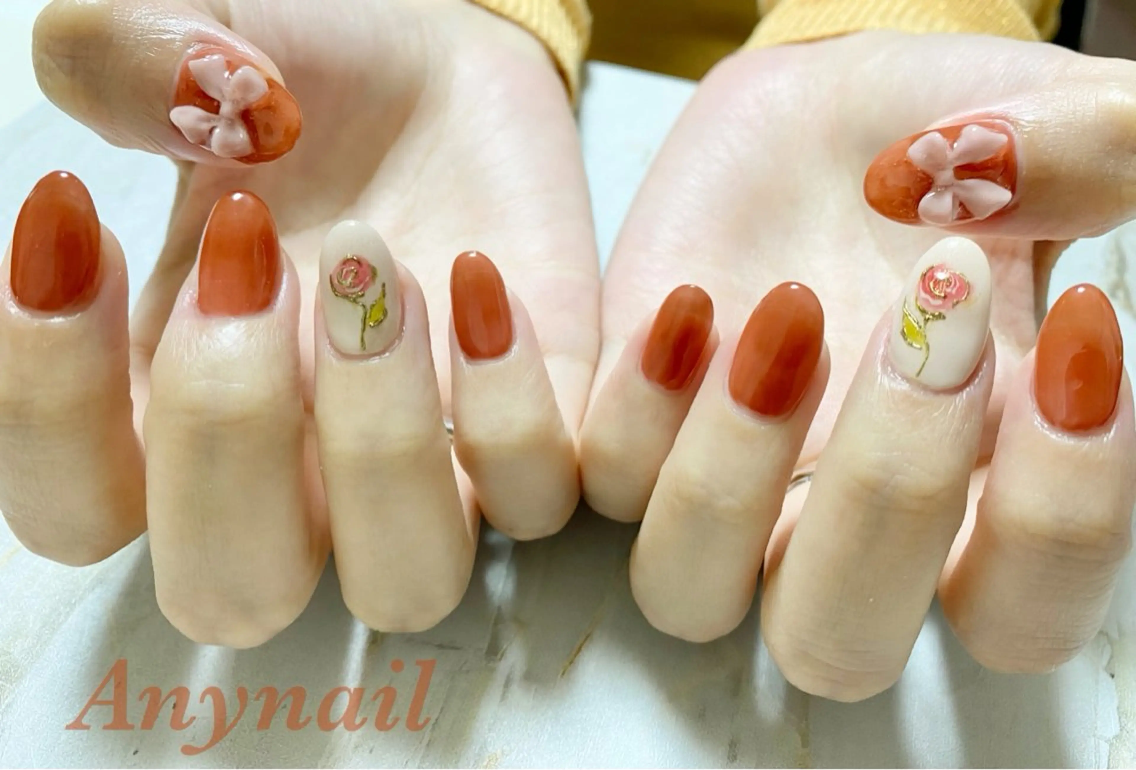 ネイル アートネイル ブルー リボン 岩澤 恵子のネイルデザイン