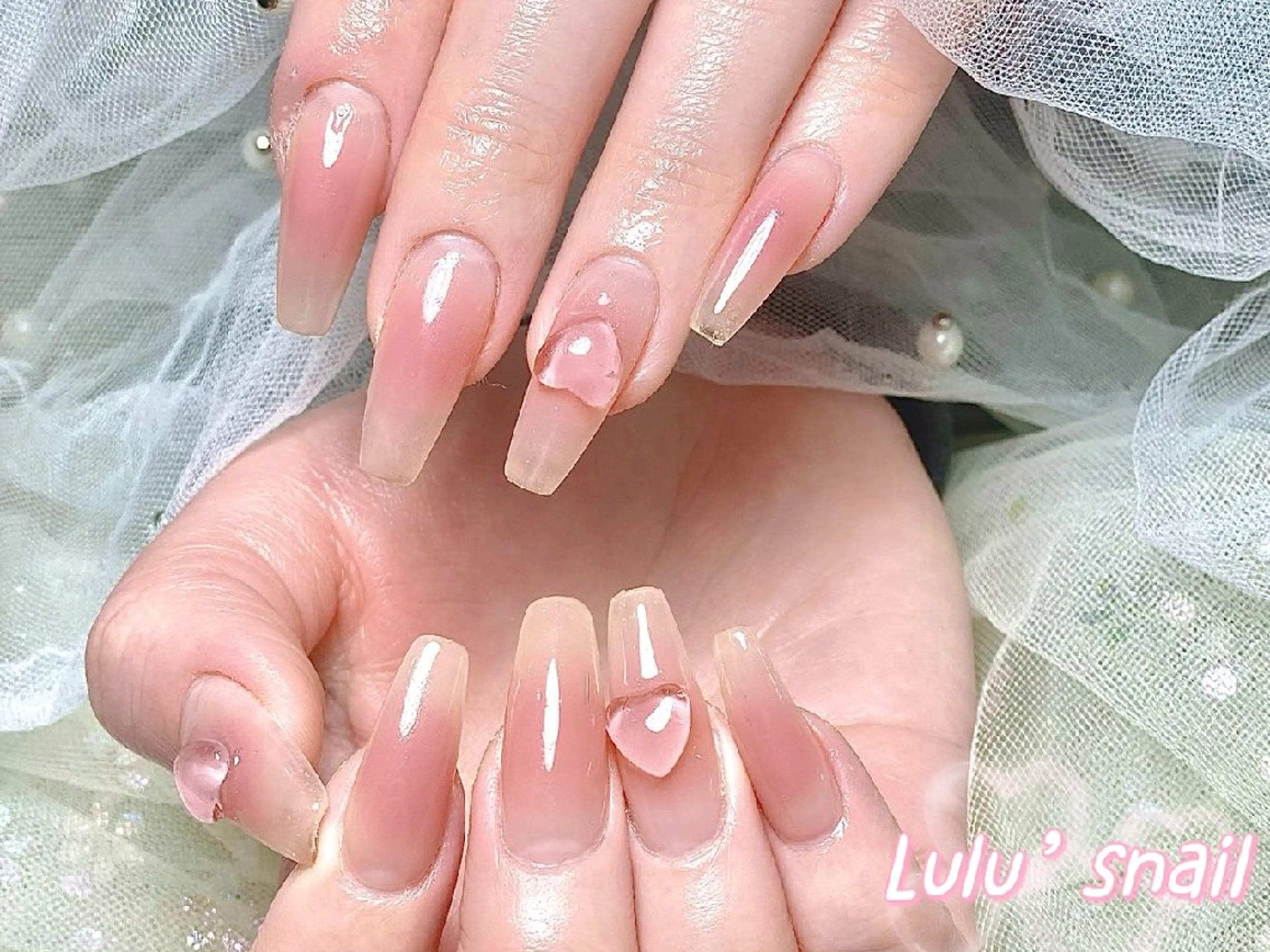 🌸SNS大人気チークネイル/チークマグネットフレンチ　8980【初回ジェルオフ無料厚み出し込み】の写真