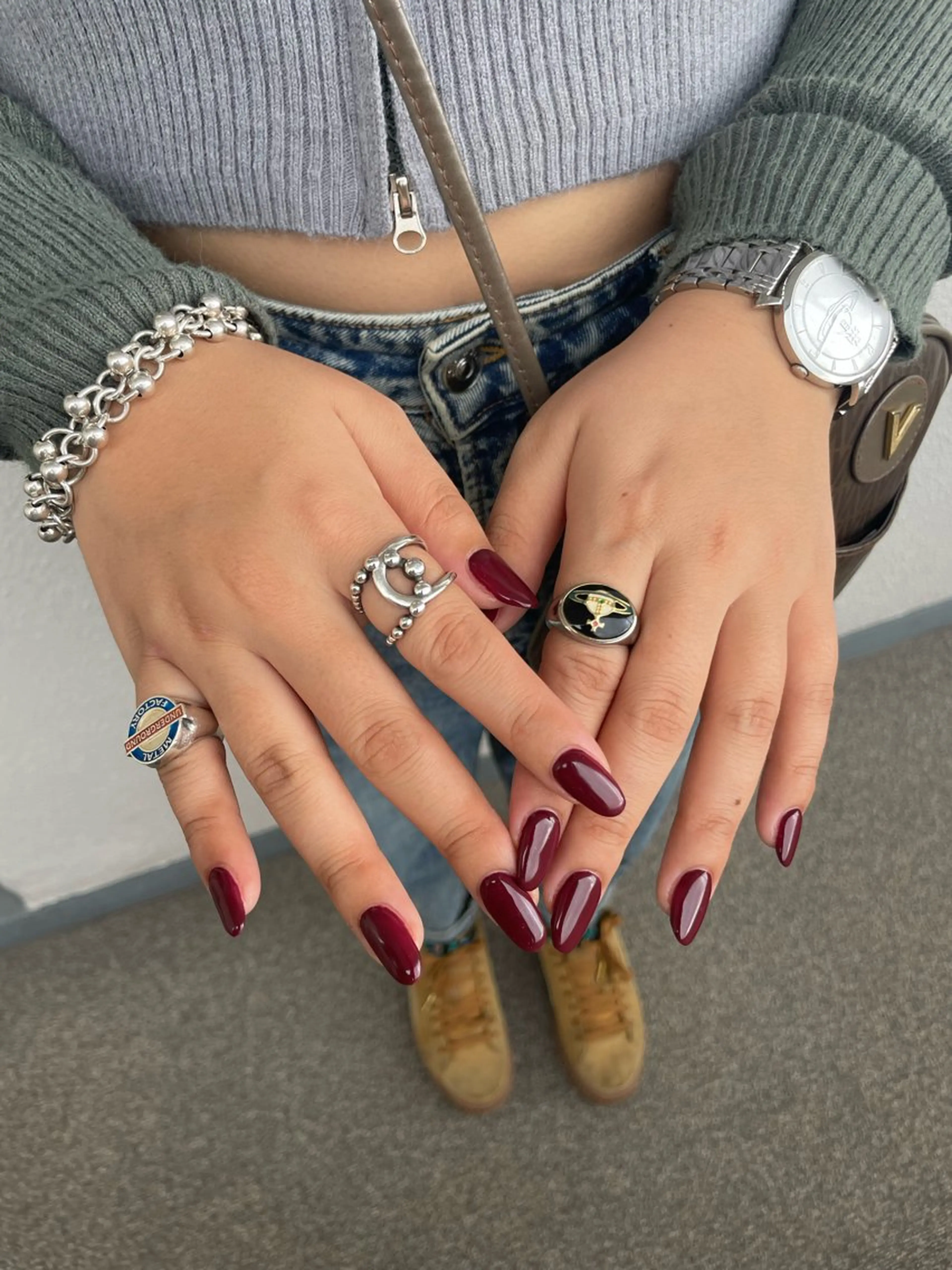 ネイル ボルドー ハンドネイル Ever Blue Nail Salonのネイルデザイン