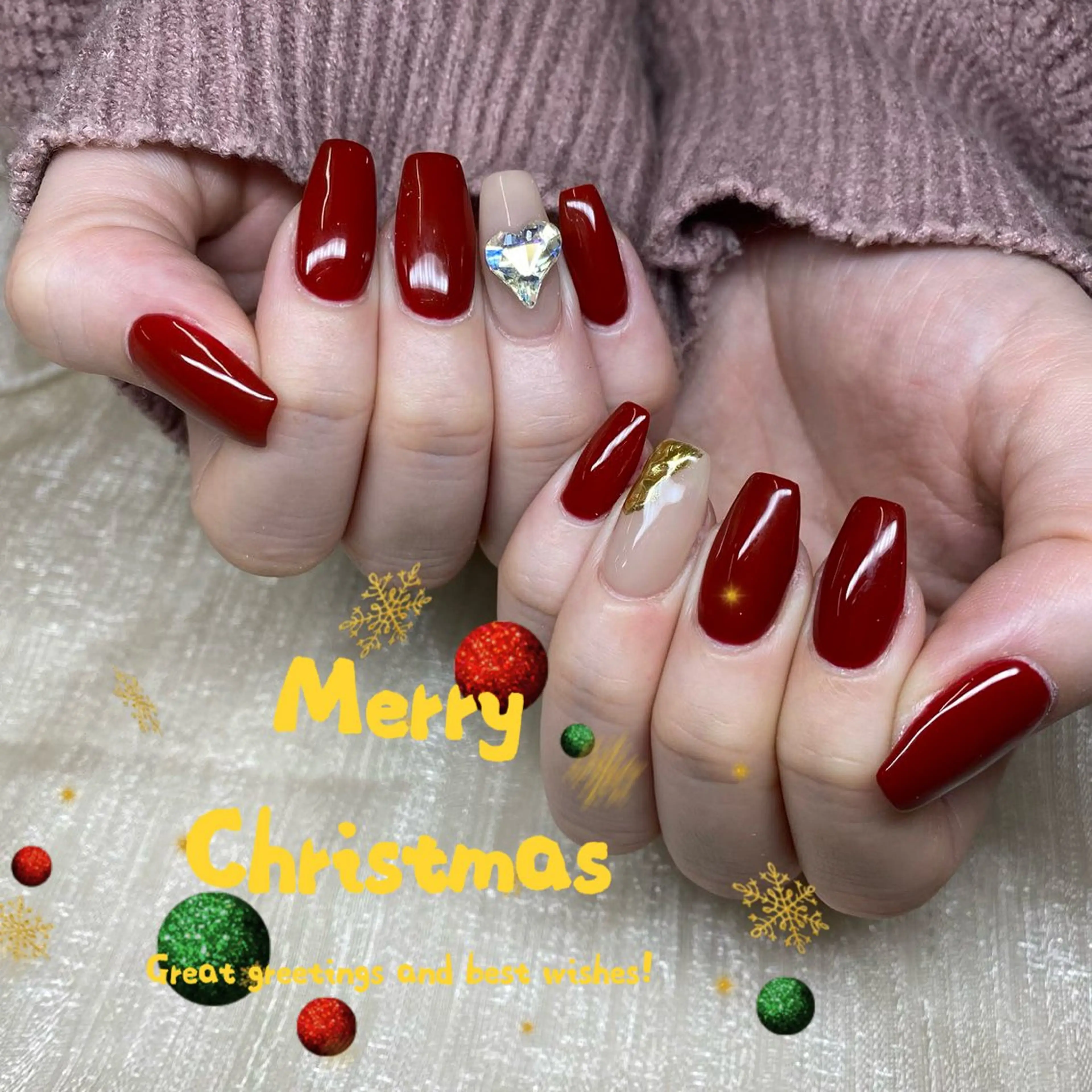 ネイル 冬ネイル クリスマス ハンドネイル 櫻井 ナナのネイルデザイン