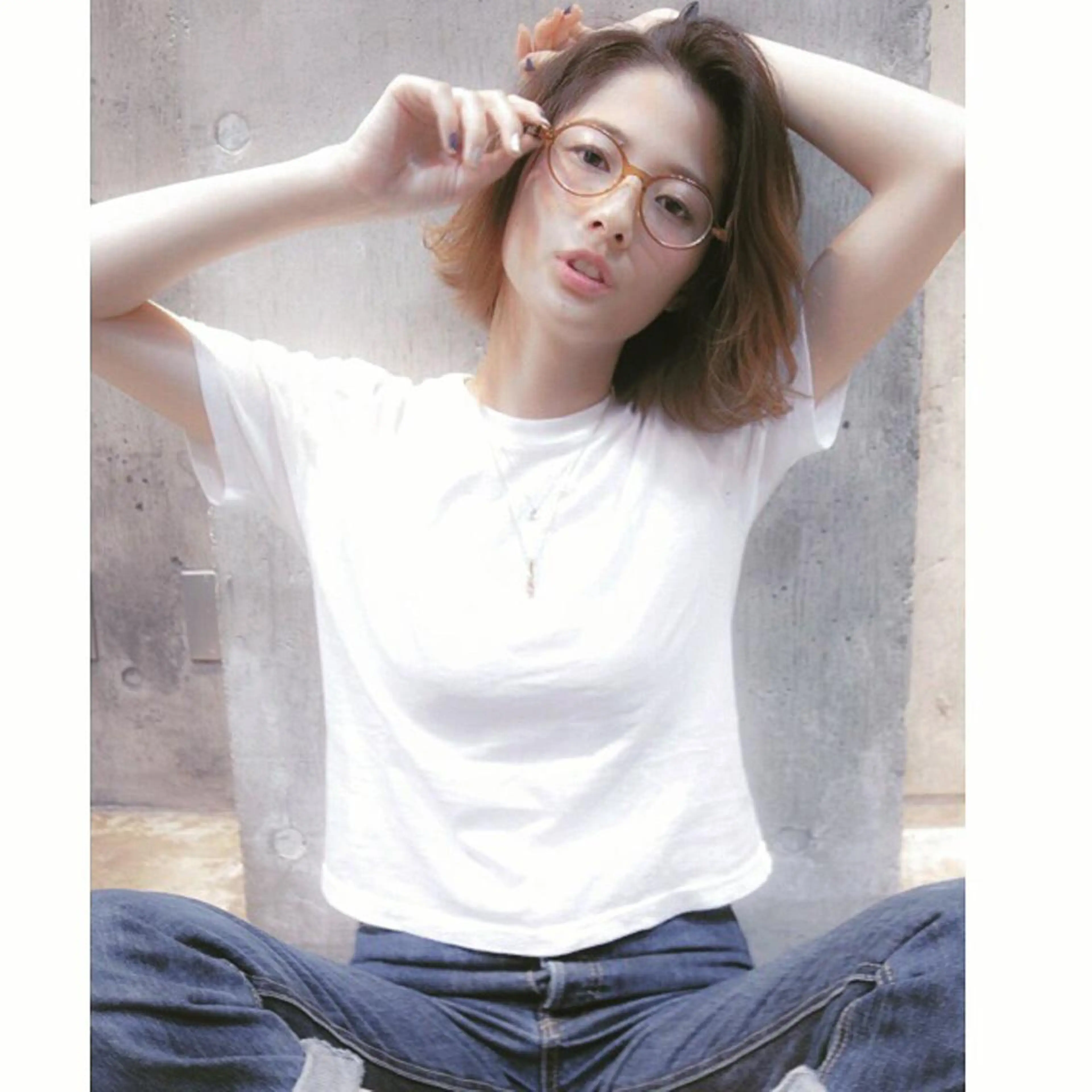 ショート ミディアム カラー ベージュカラー ハイライトカラー ハイライト 北條 優輝のヘアスタイル