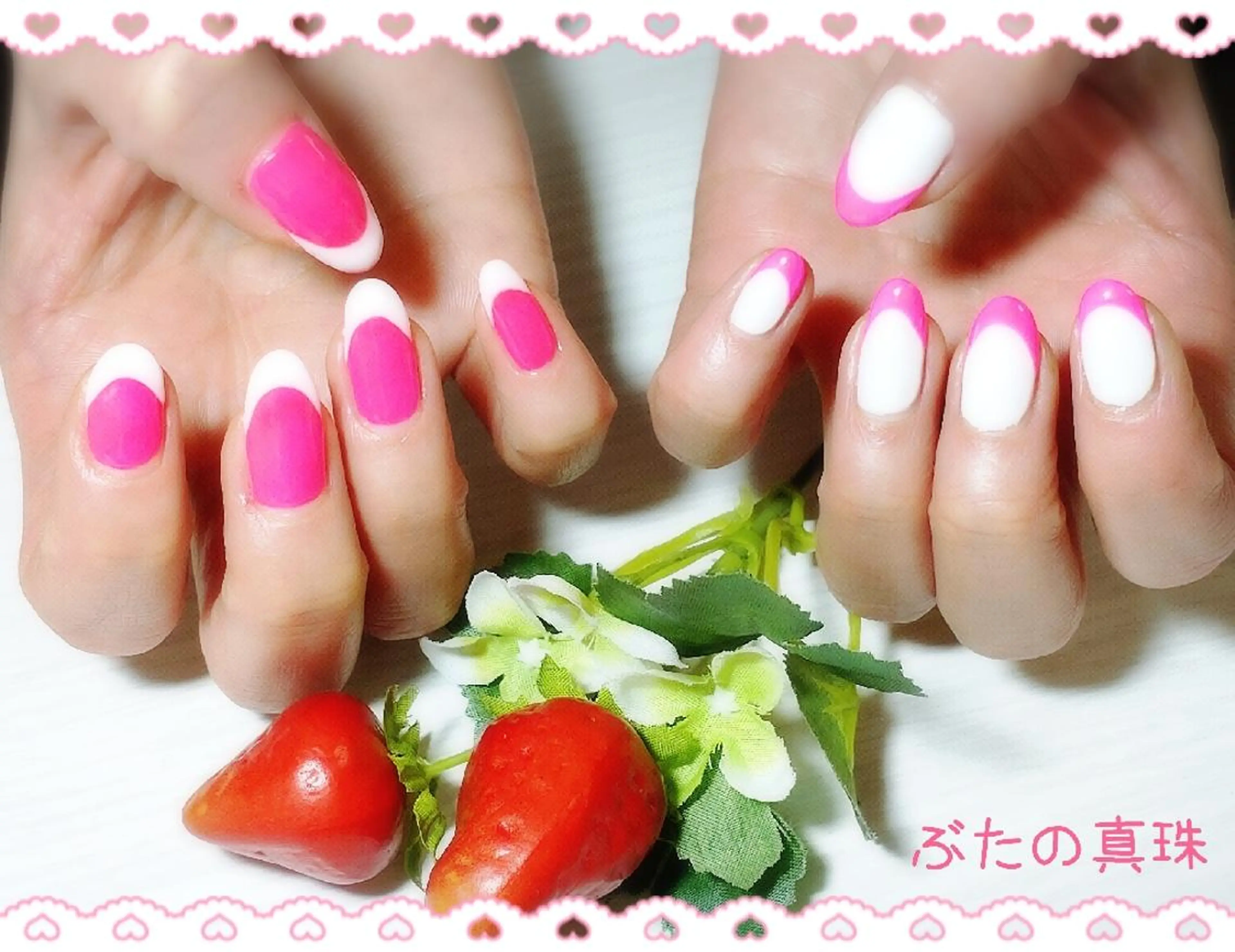 ネイル フレンチネイル ピンク ホワイト ハンドネイル 林 珠里のネイルデザイン