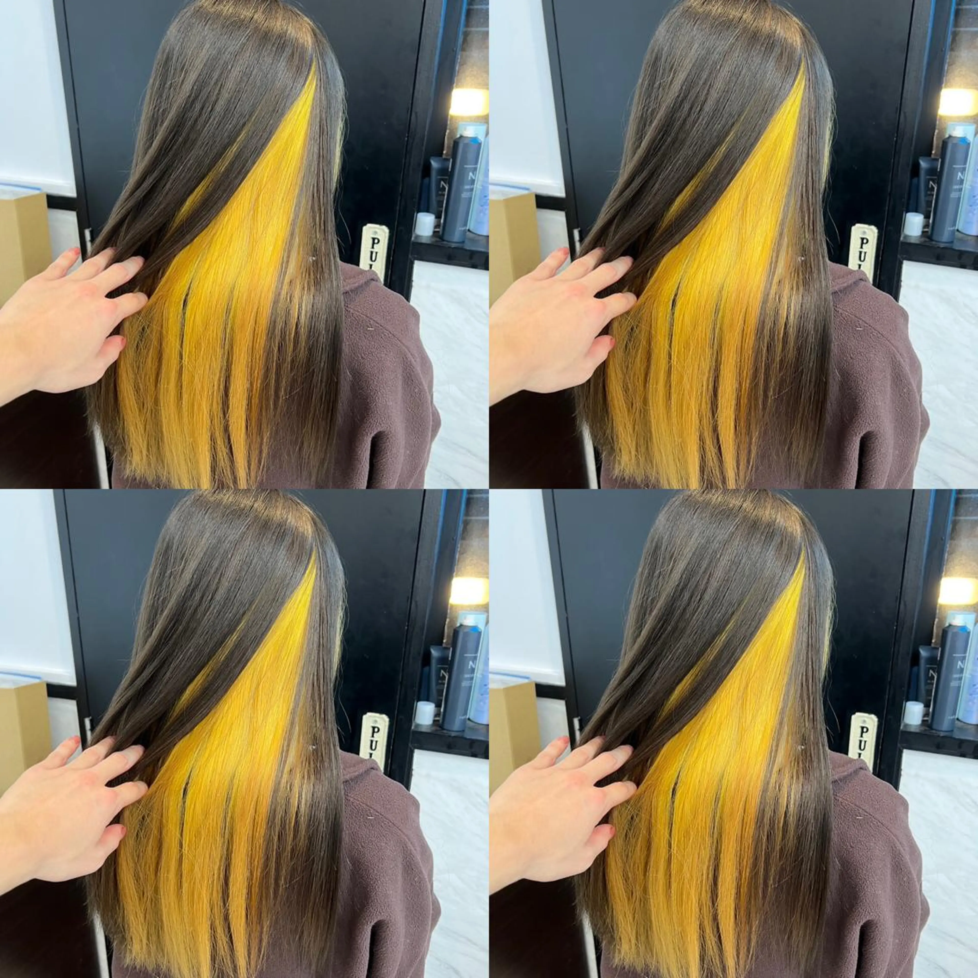 ロング カラー 黒髪 イエローカラー ヘアカラー トリートメント ✨髪質改善✖︎韓国 レイヤー✨ナカムラのヘアスタイル