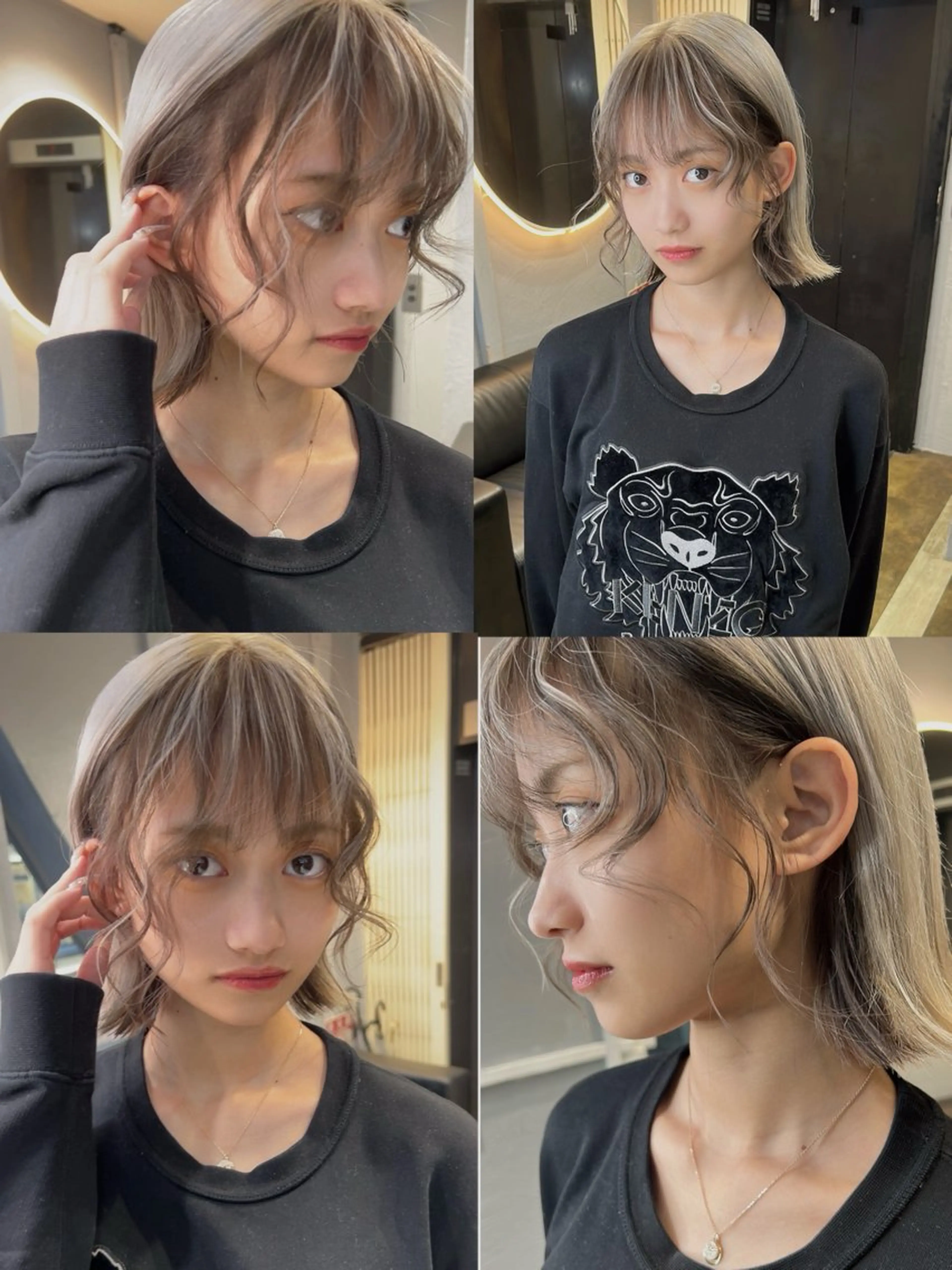 ミディアム カラー ミストバング ブラウンカラー  フェイスフレーミング レイヤーカット ヘアカラー トリートメント Giselハヤシ ケンタのヘアスタイル