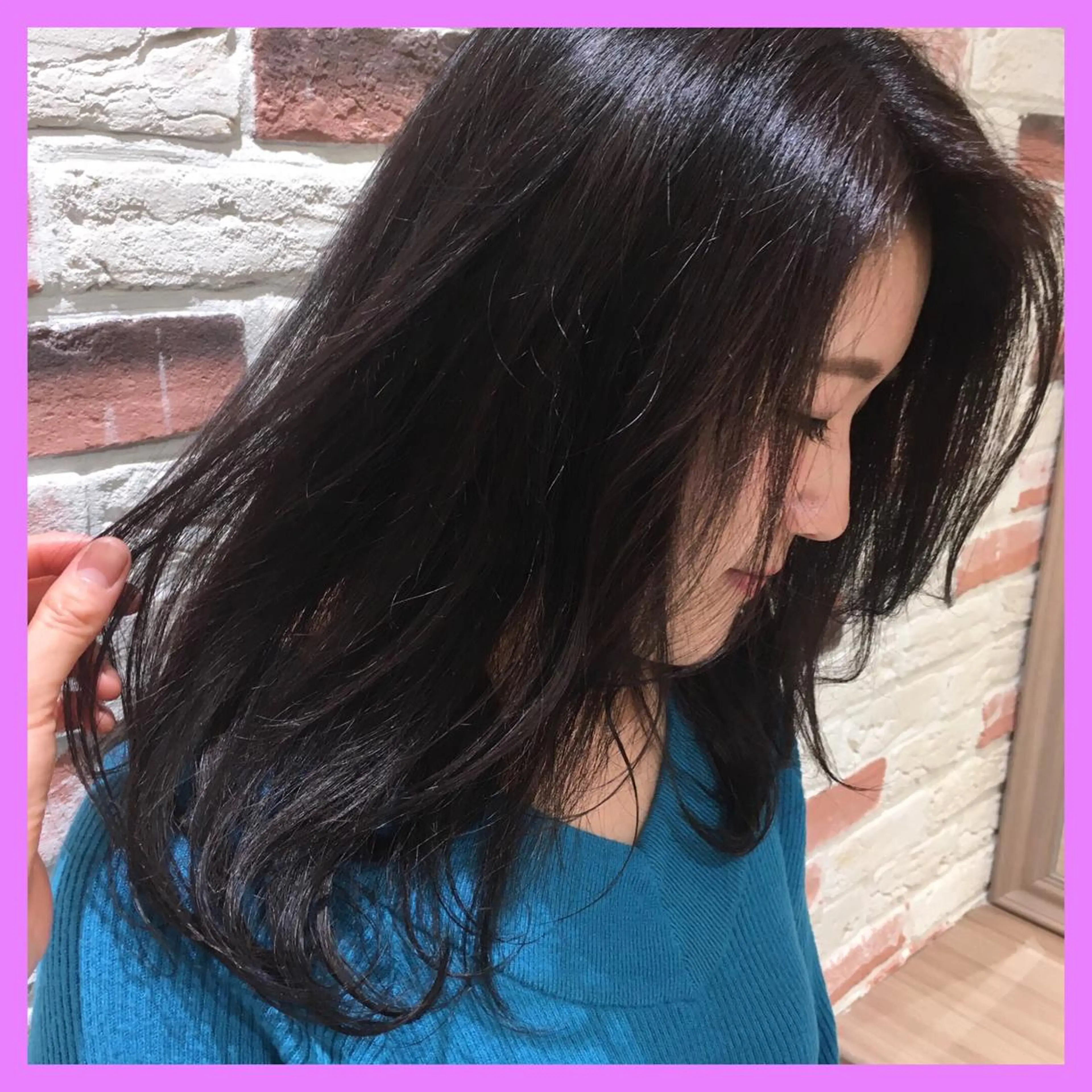 セミロング カラー ブルーカラー ブルーグレー 透明感カラー パープルカラー 推しヘア🎀 NATSUNEのヘアスタイル