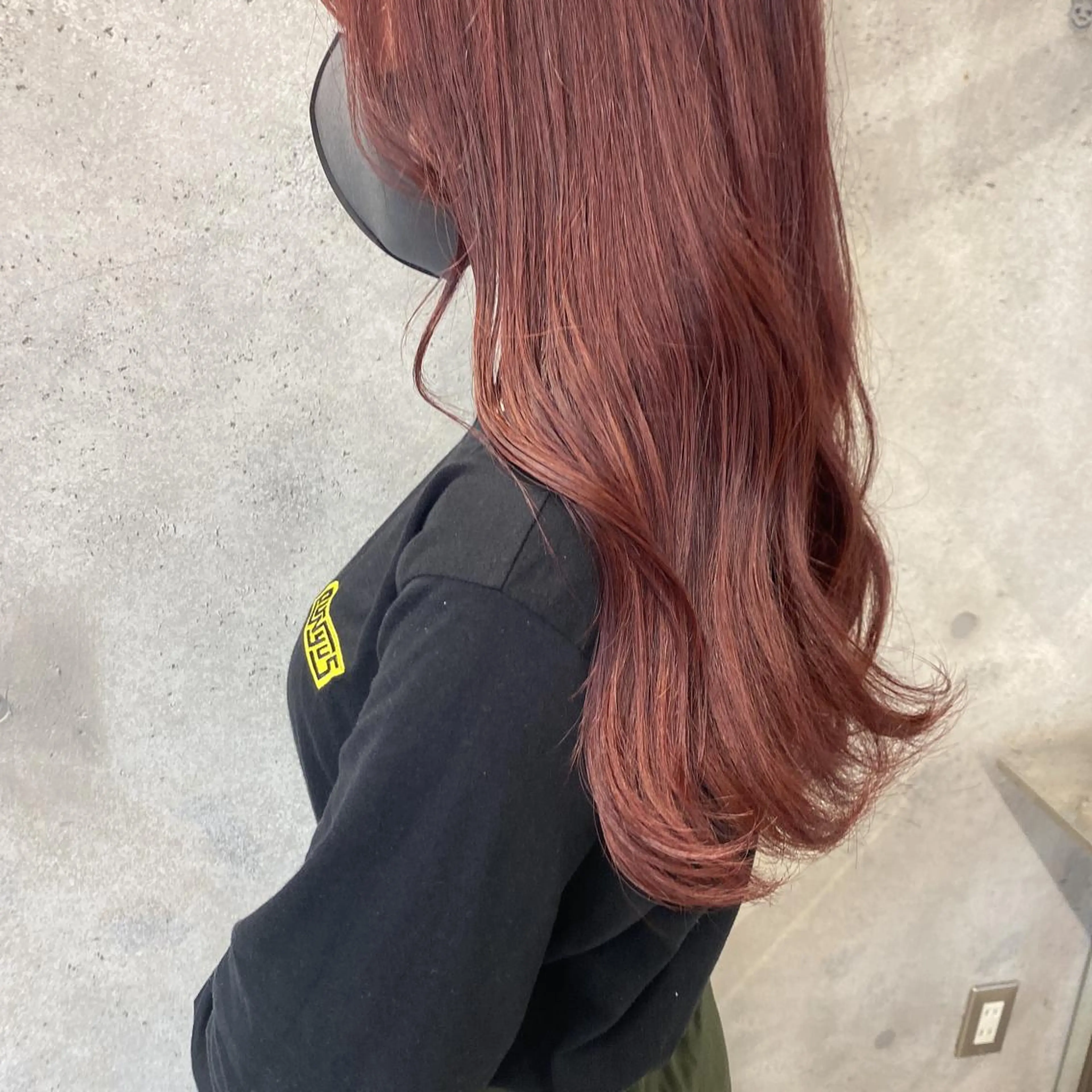 ロング カラー レッドカラー 韓国風ヘア wakana 【ブリーチカラー】のヘアスタイル