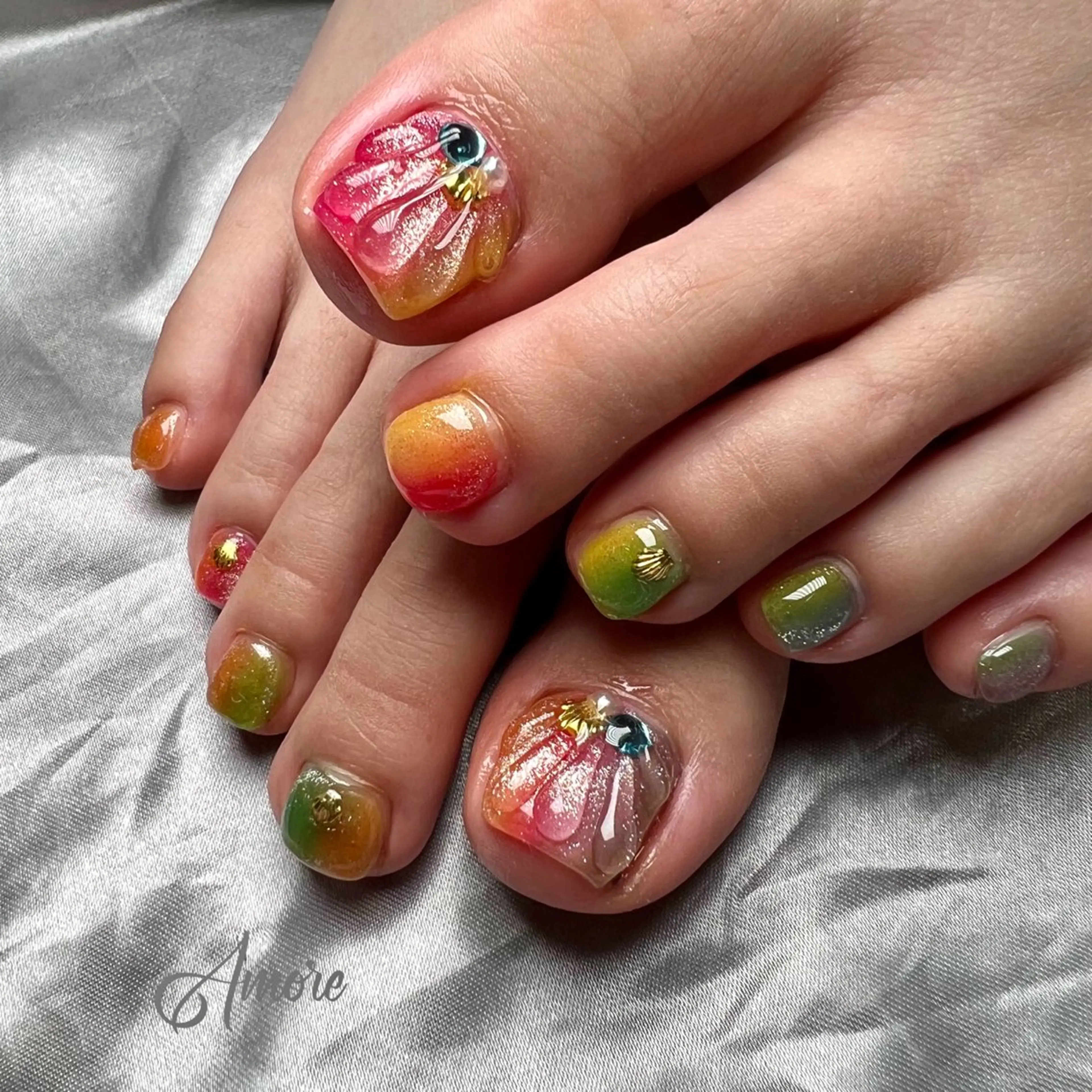 ネイル ジェルネイル 韓国ネイル パラジェル 夏ネイル フットネイル You kyehwaのネイルデザイン