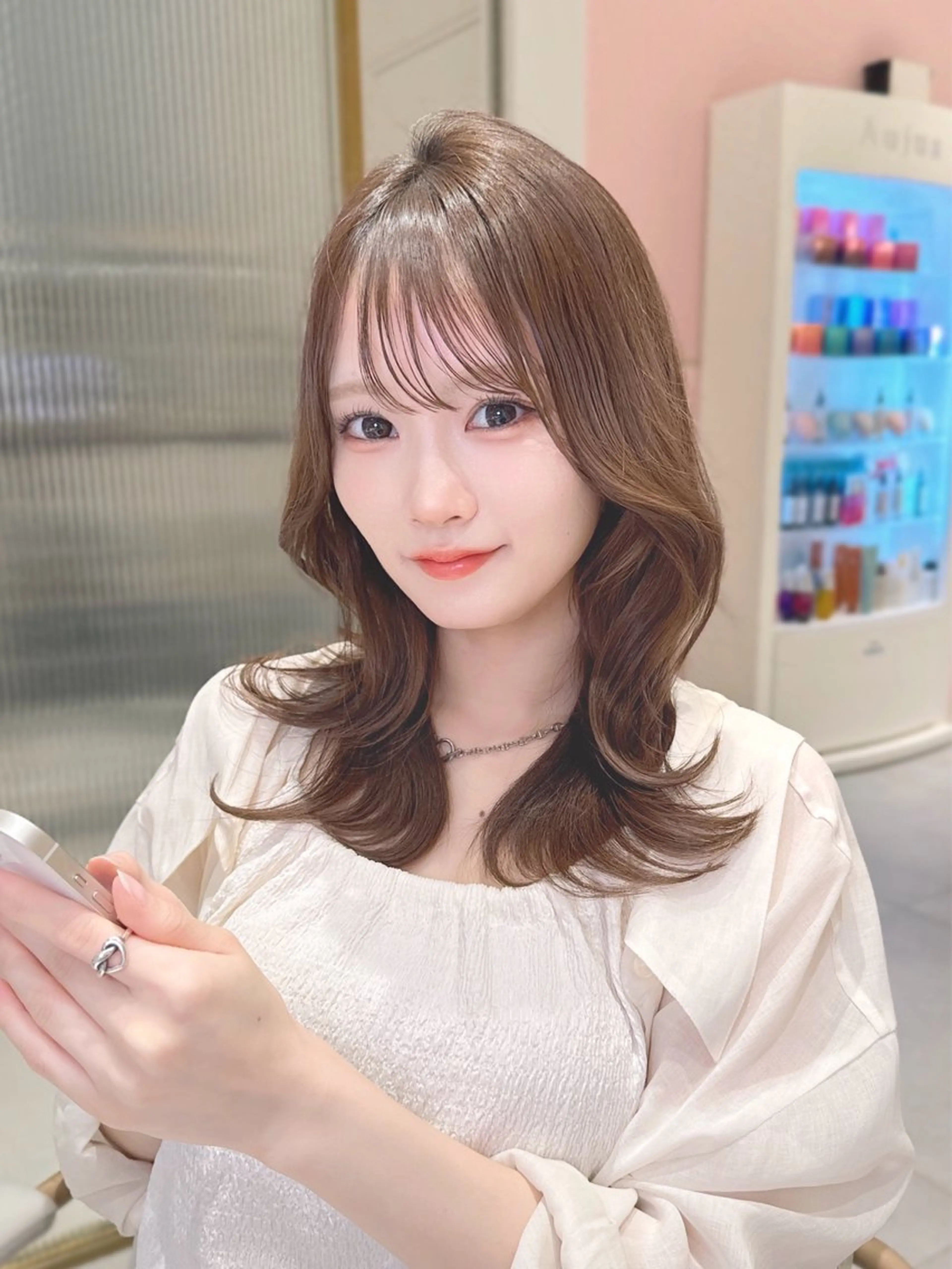 ロング カラー カット ヘアカラー トリートメント ヘッドスパ ヘアセット 韓国ヘア/レイヤー/ 顔まわり/りょーとのヘアスタイル