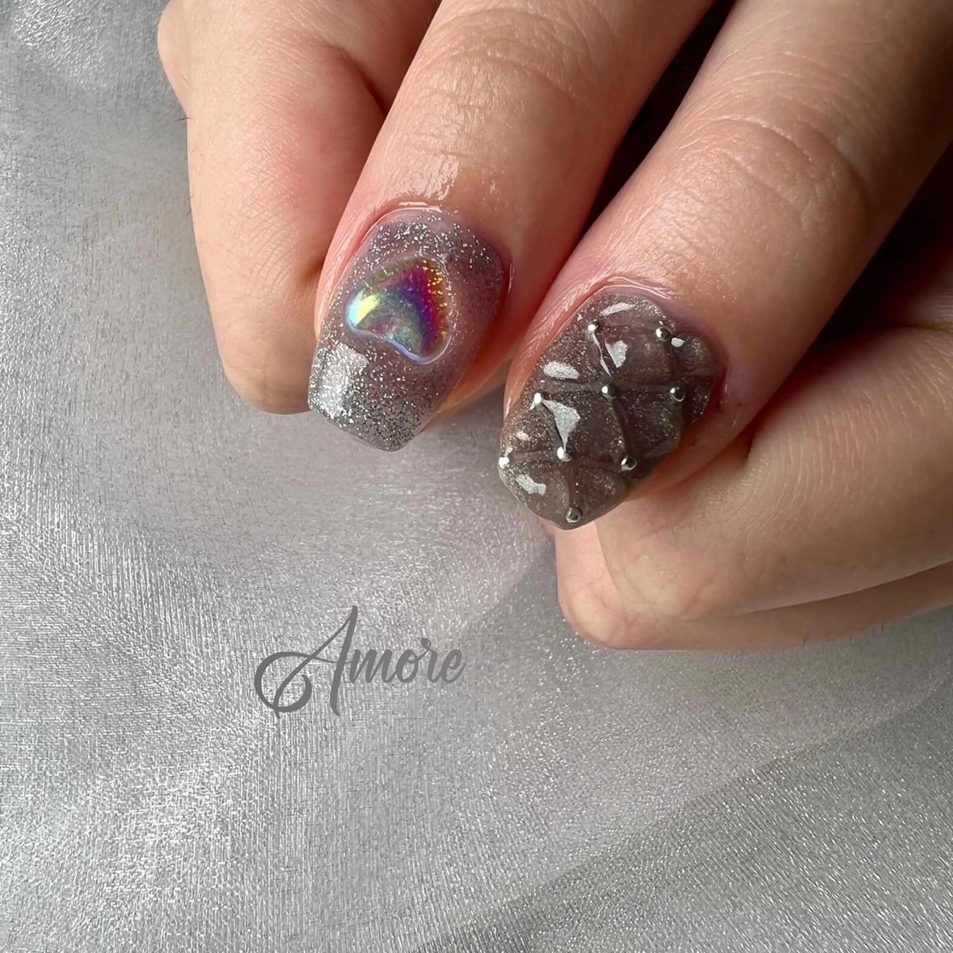 ネイル ジェルネイル ミラーネイル オフィスネイル パラジェル You kyehwaのネイルデザイン