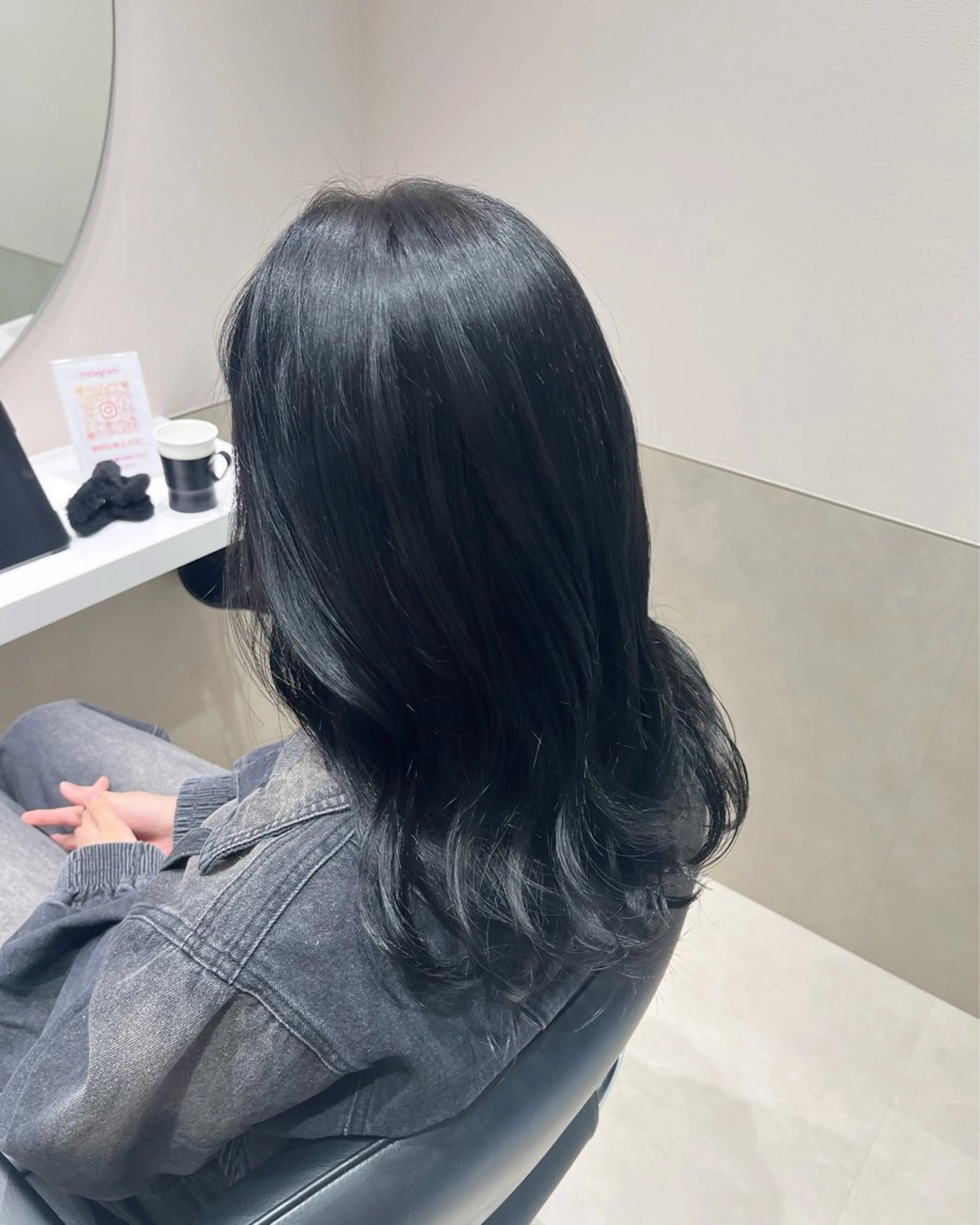 セミロング カラー 黒髪 ブルーカラー ブルーブラック 韓国風ヘア GO TODAY SHAiRE SALON 横浜Mare所属・🫧こおりやま なつみ🫧のヘアスタイル