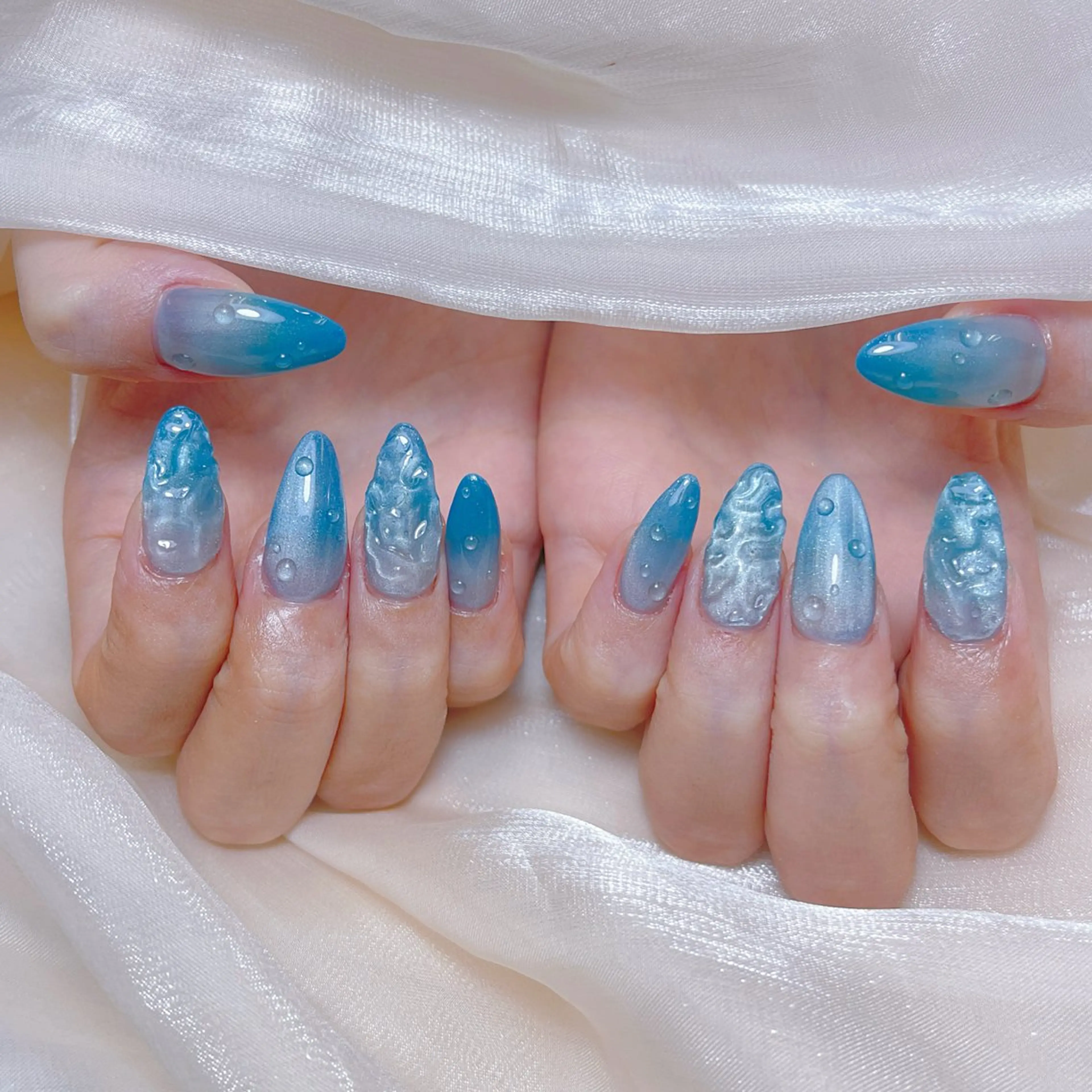 ネイル チークネイル クリアネイル ガーリー キラキラネイル 韓国ネイル ハンドネイル NailPrincess所属・princess スカルプ専門店のネイルデザイン