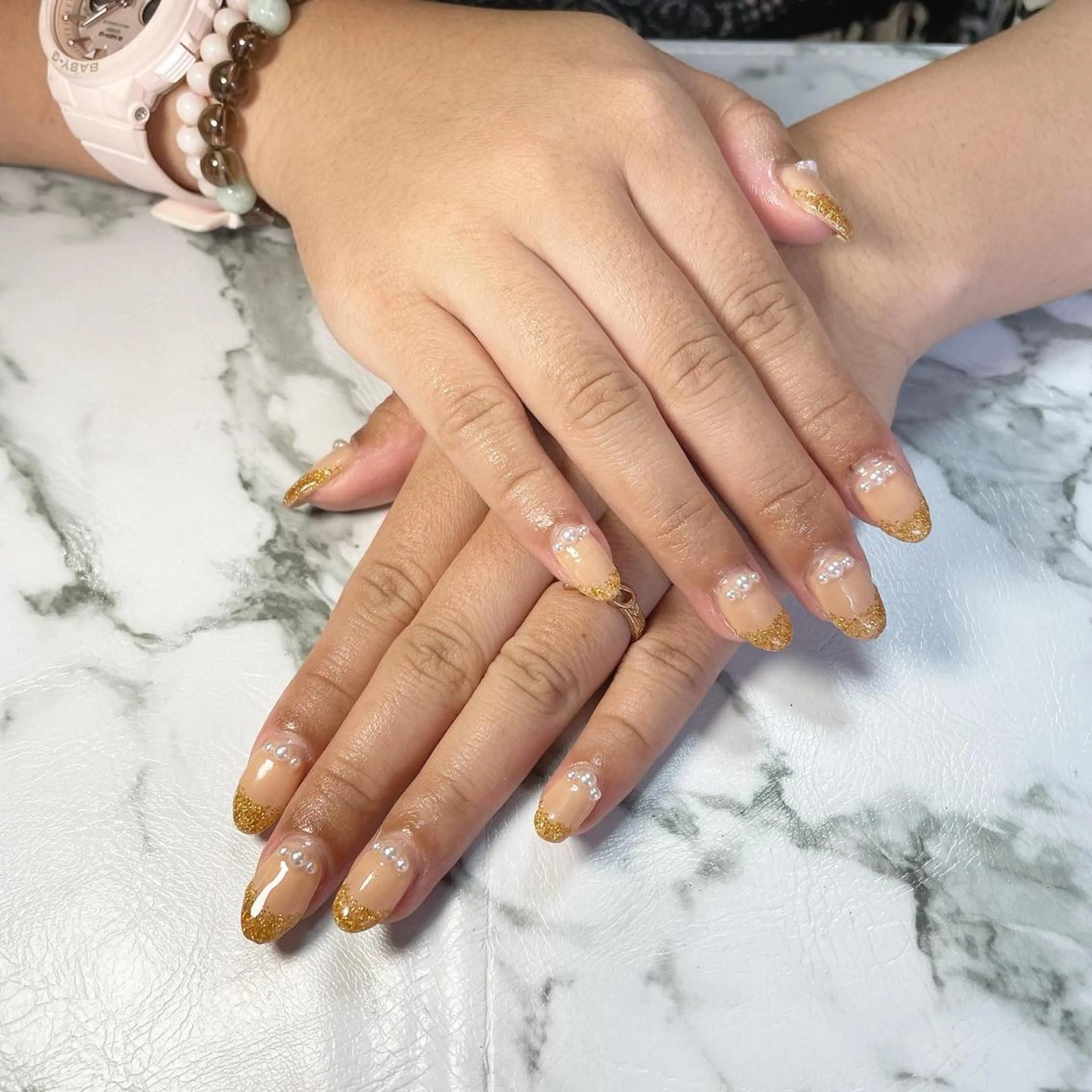 ネイル フレンチネイル ラメ(グリッター) momoka_nails所属・Momo nailsalonのネイルデザイン