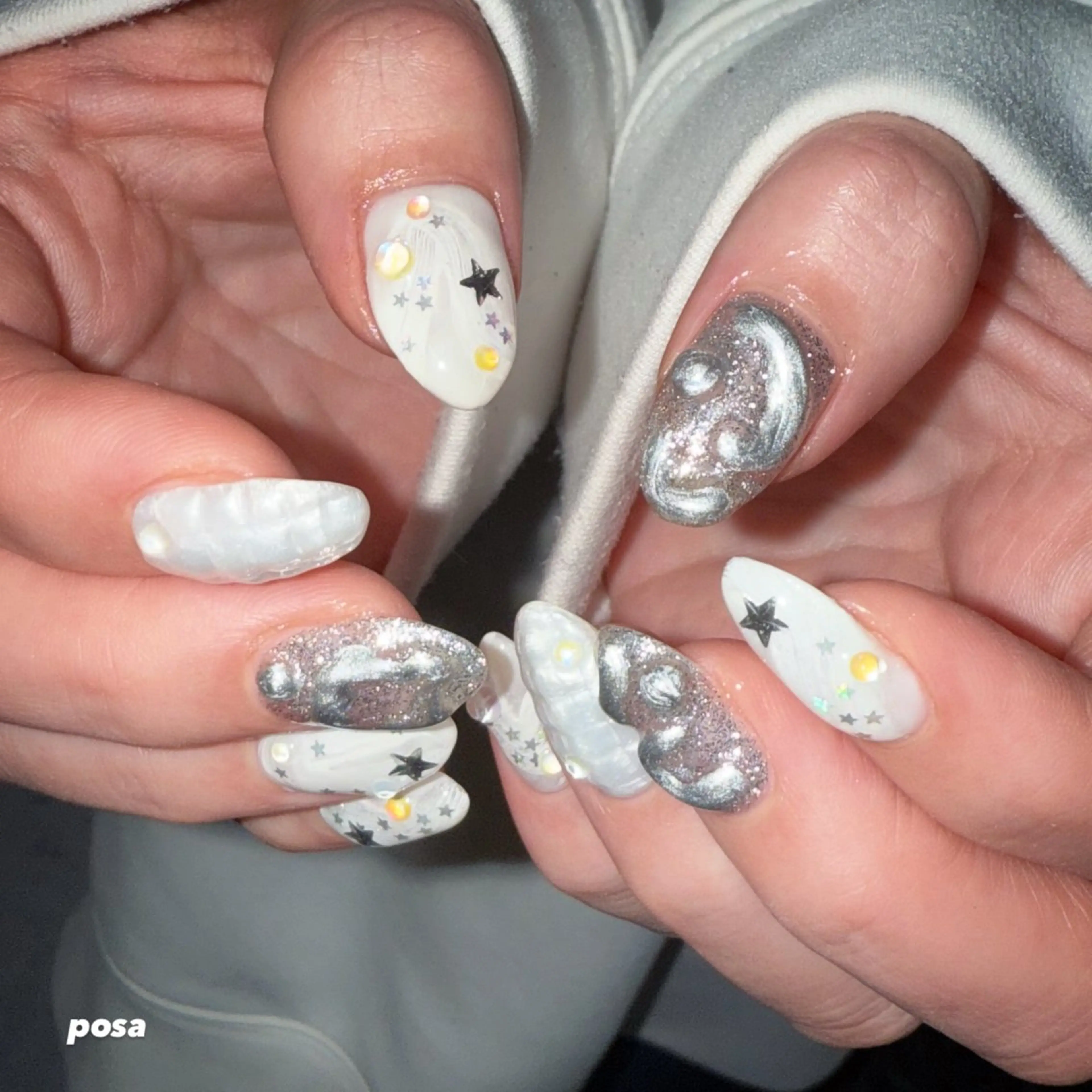 ネイル シンプルネイル ホワイト ハンドネイル posa nail モエミのネイルデザイン