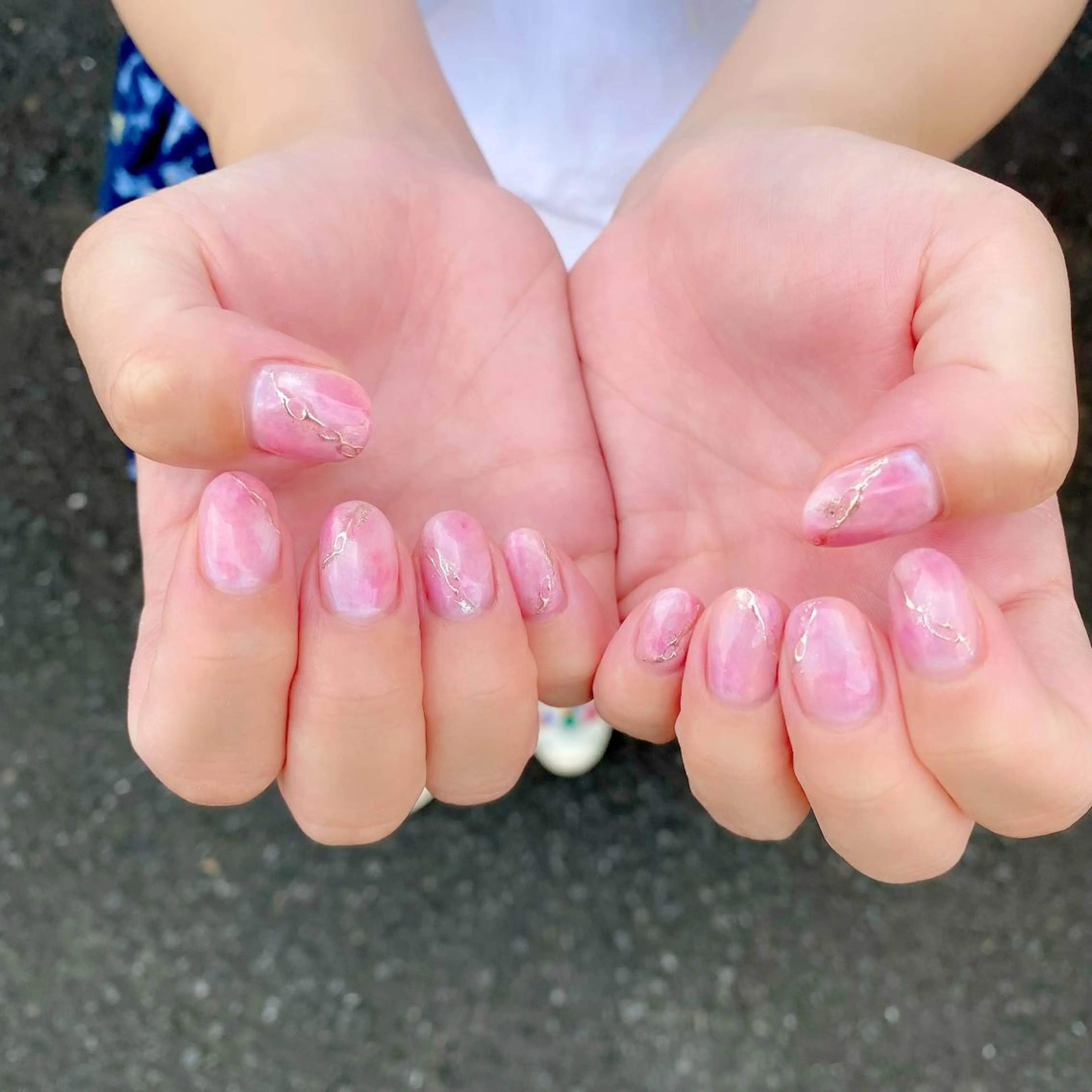 ネイル マツエク・マツパ アイブロウ カラーマツエク フットネイル 大理石ネイル(マーブル) ピンク 夏ネイル Salon Ｋのネイルデザイン