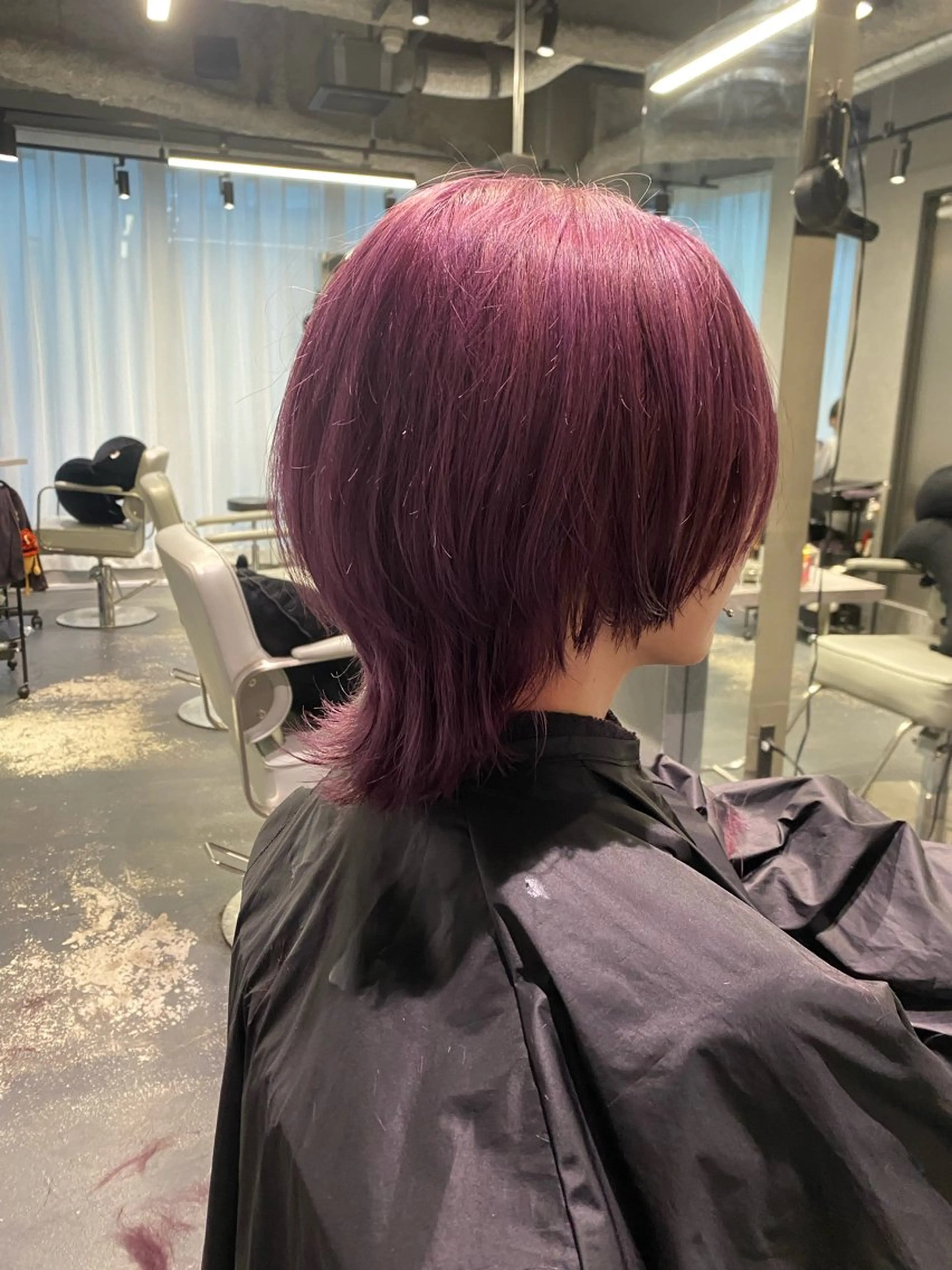 ミディアム カラー ピンクカラー ウルフカット rilas博多所属・博多JYUI/ウルフ ハイトーン/デザインのヘアスタイル