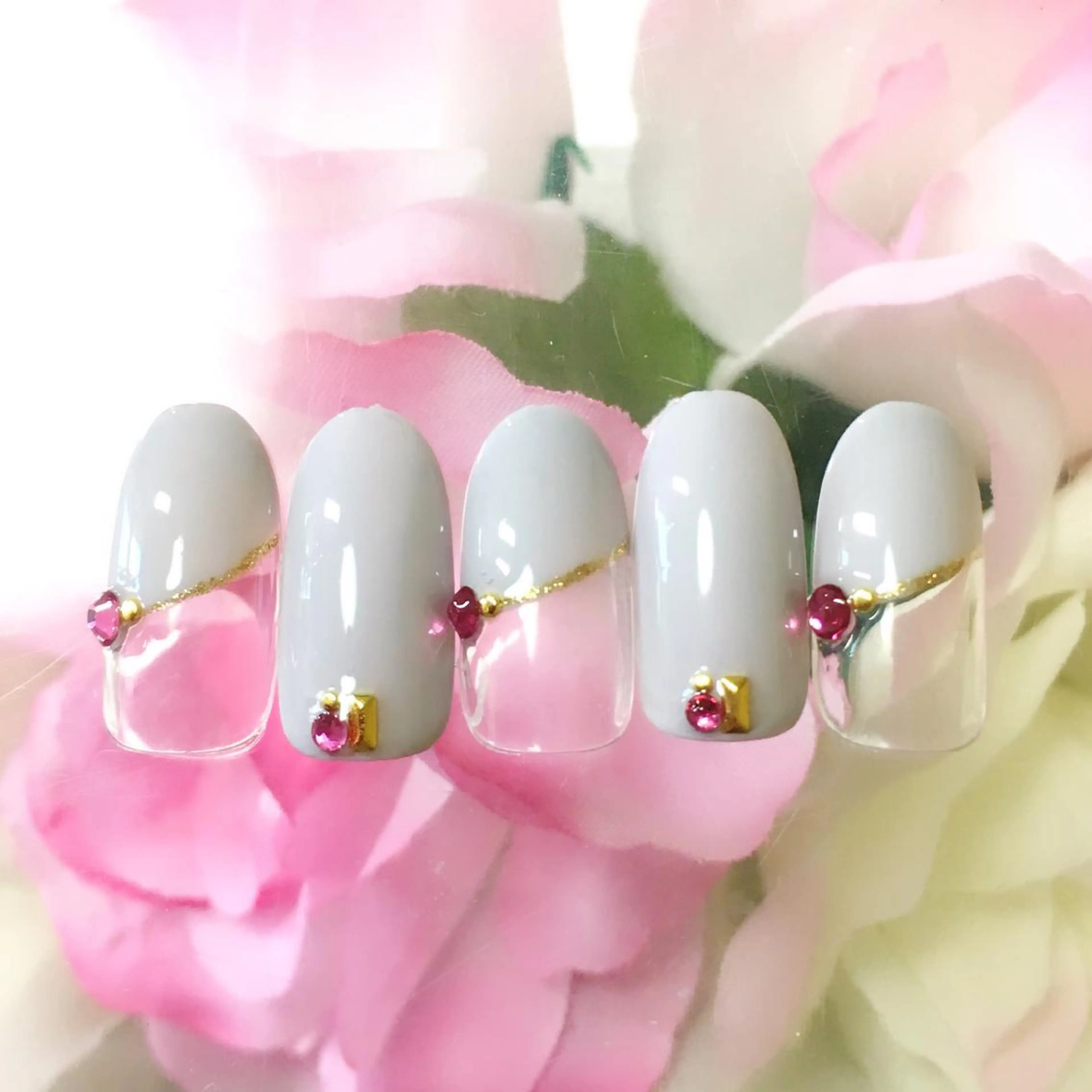 ネイル フットネイル ジェルネイル ミラーネイル パラジェル バレンタイン ハンドネイル clover nailのネイルデザイン