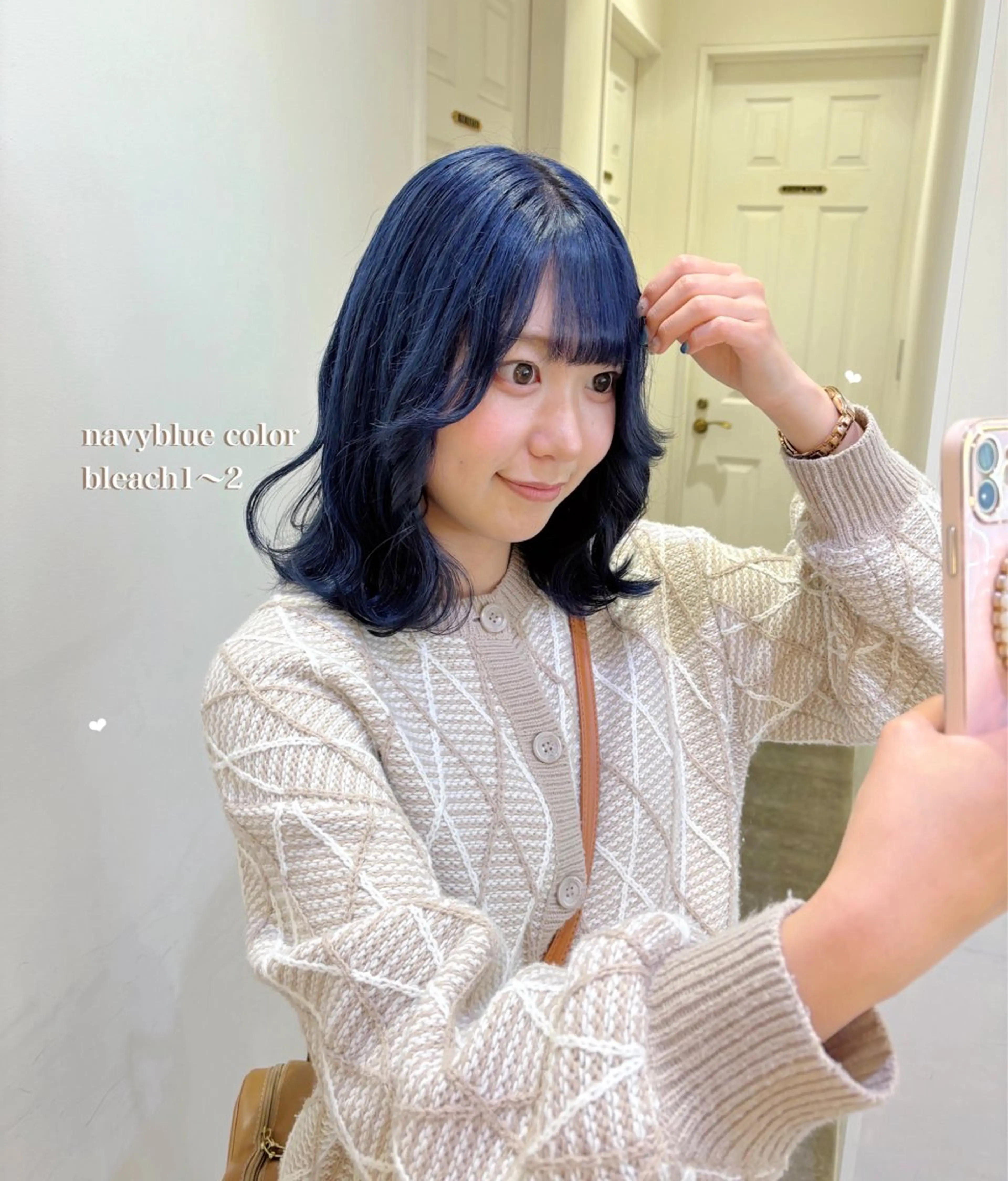 ミディアム カラー ブリーチ ブルーカラー 透明感カラー ハイトーンカラー ネイビーカラー ヘアカラー エクステ/ハイトーン 🐏☁️miminaのヘアスタイル