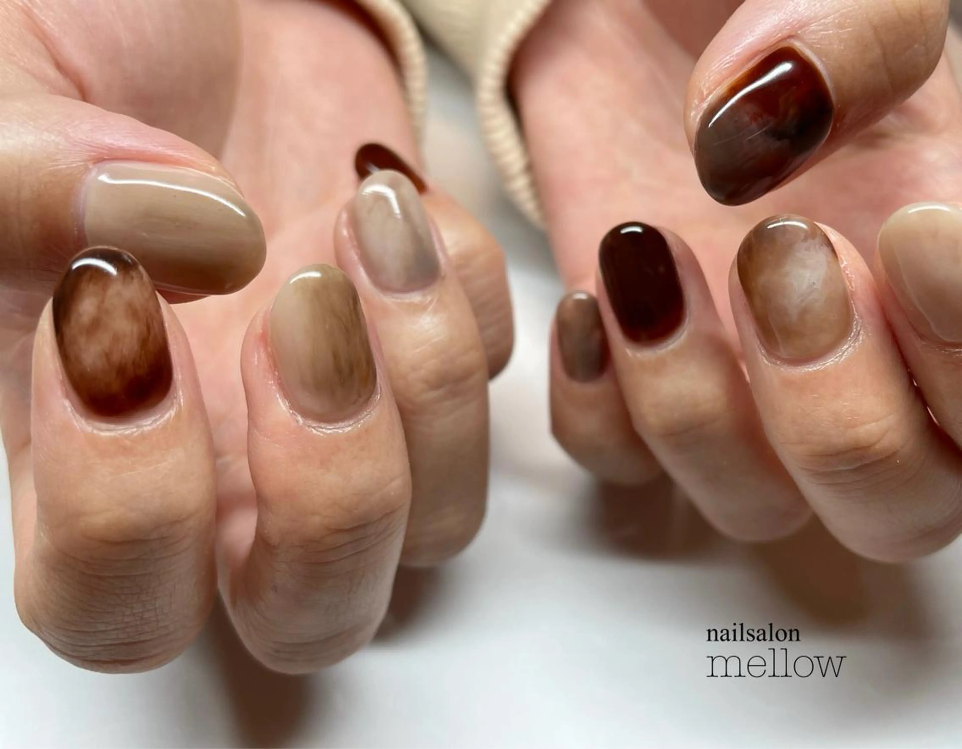 ネイル ブラウン ニュアンスネイル 大山 浩美のネイルデザイン