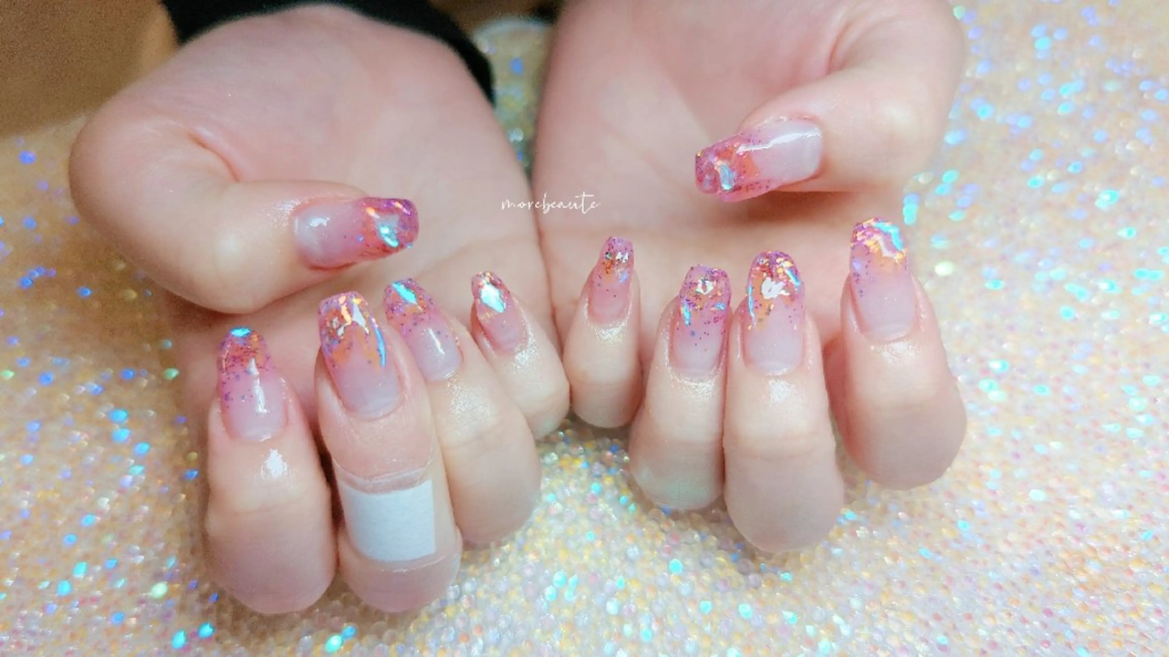 ネイル 長さ出し ジェルネイル ハート 韓国ネイル マグネットネイル ハンドネイル I LOVE ME  NAIL.｡.:*♡のネイルデザイン
