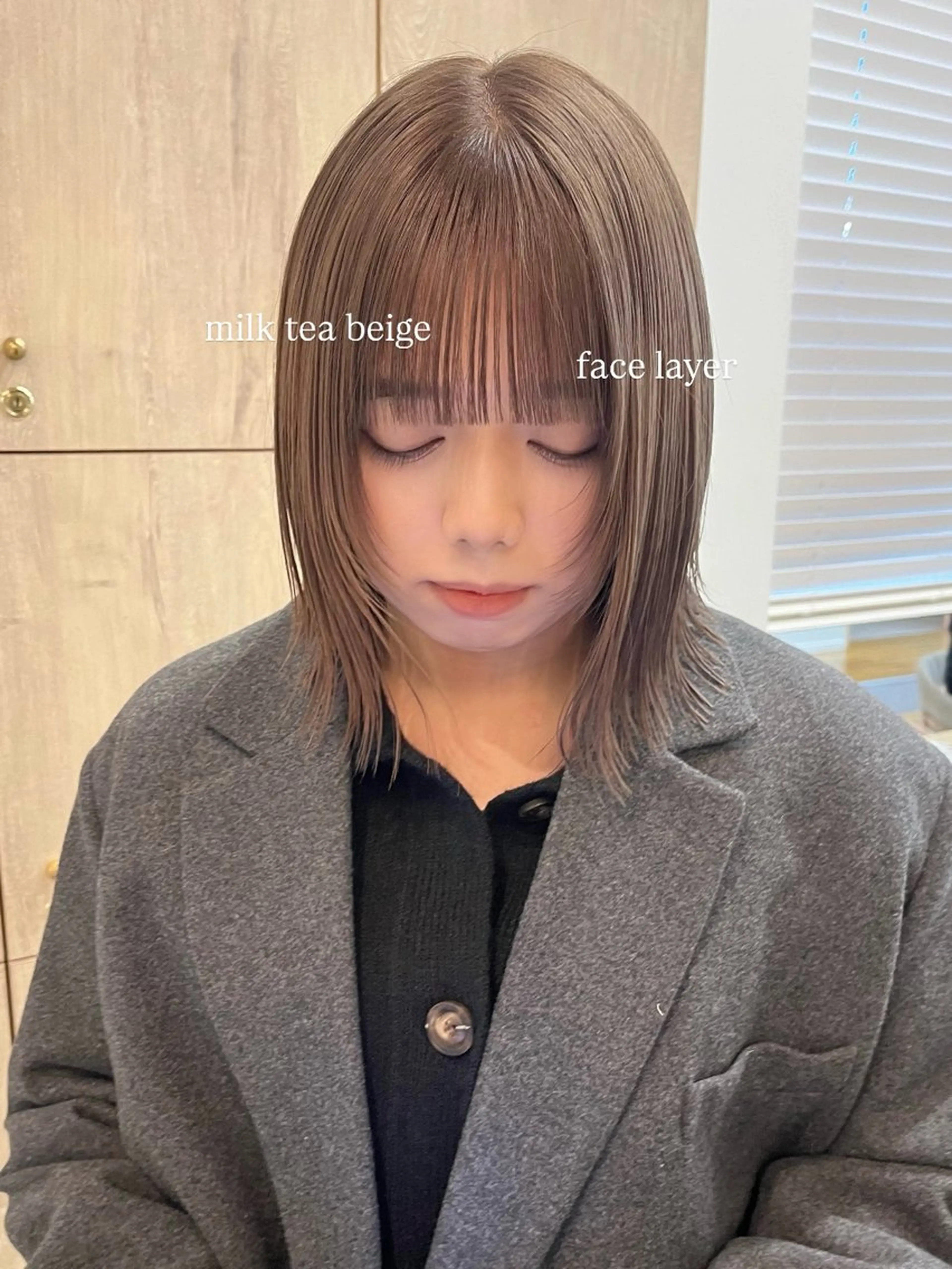 ミディアム カット ヘアカラー トリートメント marino/ カラー/顔周りカットのヘアスタイル