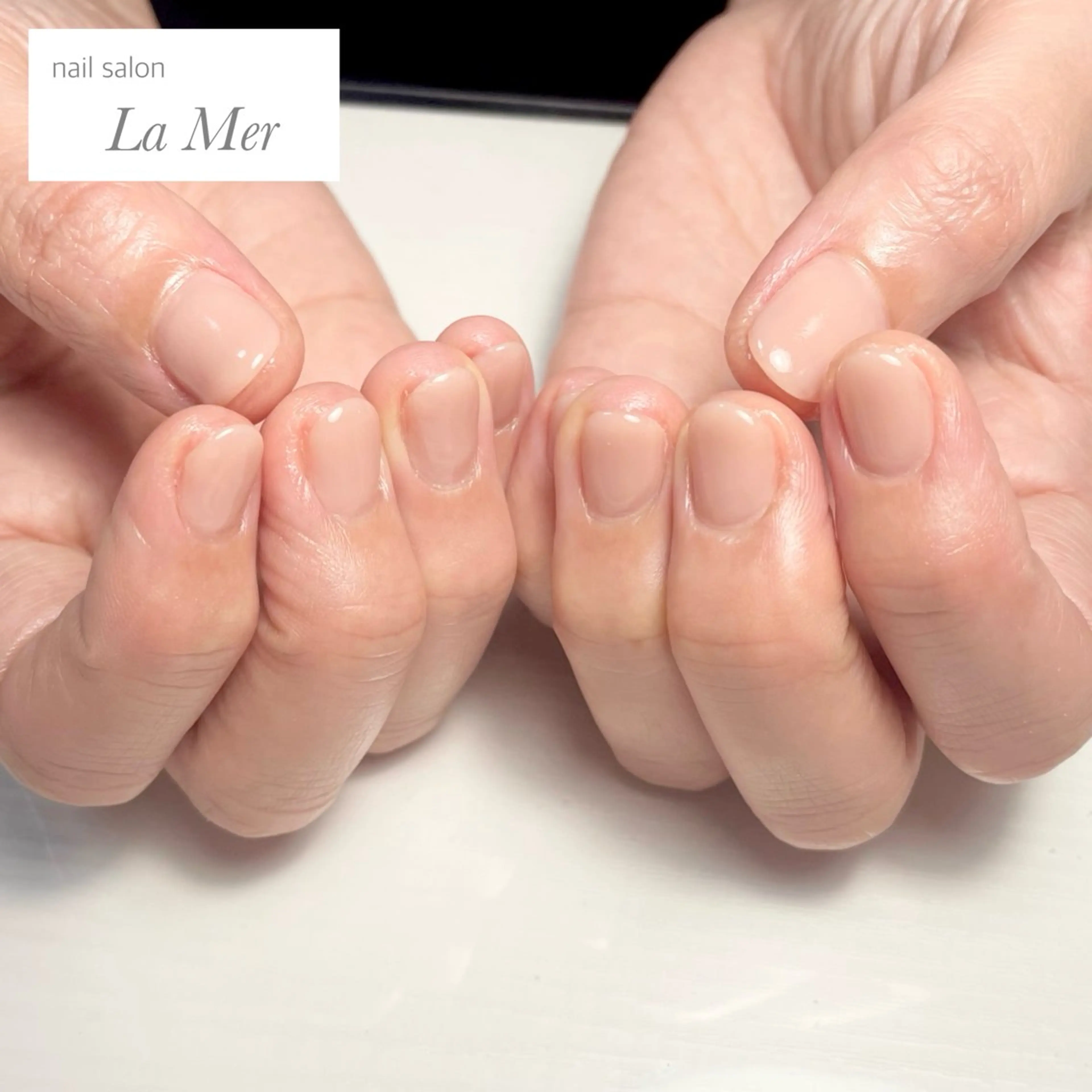 ネイル ジェルネイル オフィスネイル ワンカラーネイル ピンク ピンクベージュ ハンドネイル nailsalon La Merのネイルデザイン