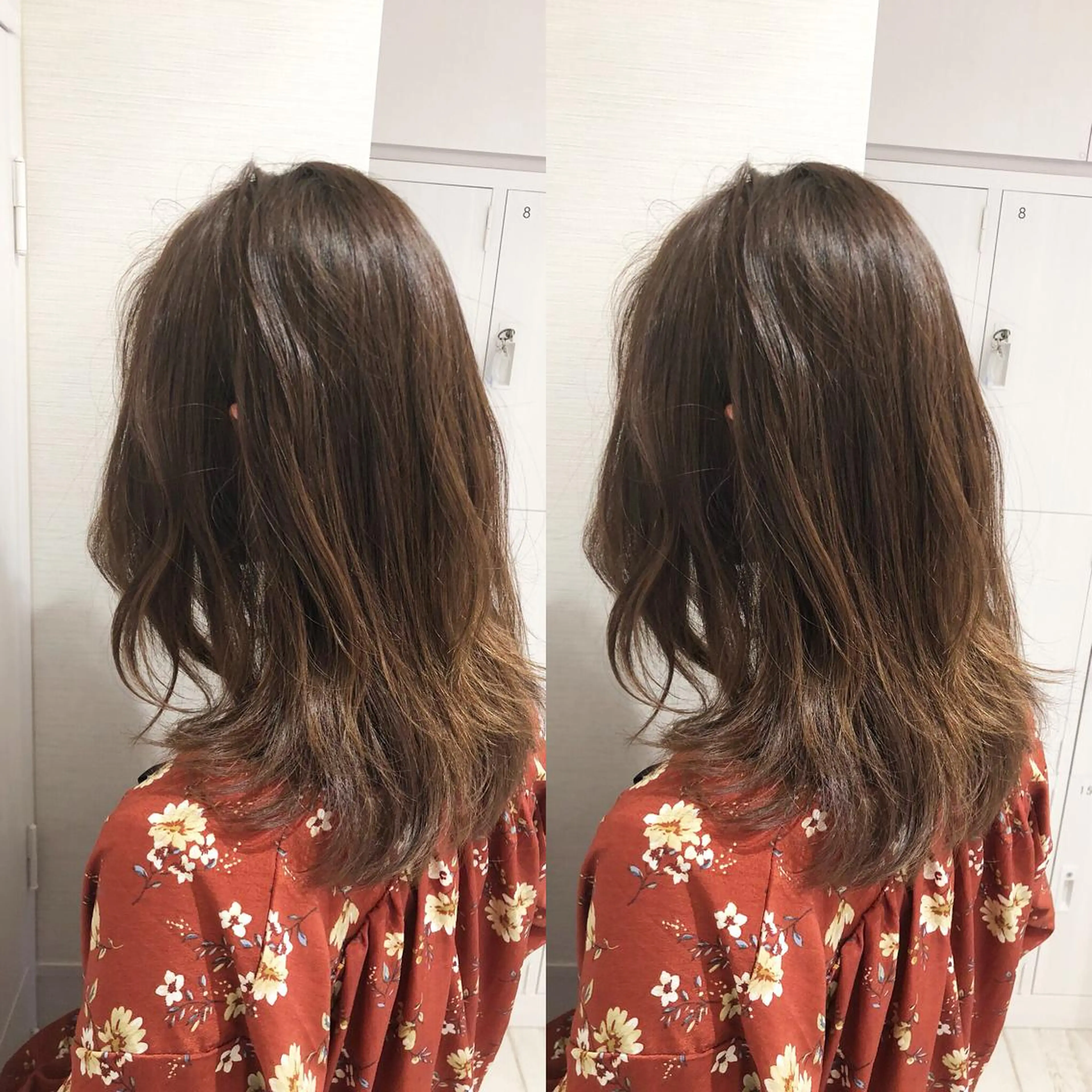 セミロング カラー アディクシーカラー アッシュ バレイヤージュ 透明感カラー グラデーションカラー レイヤー/韓国/ 顔周り/しんやのヘアスタイル