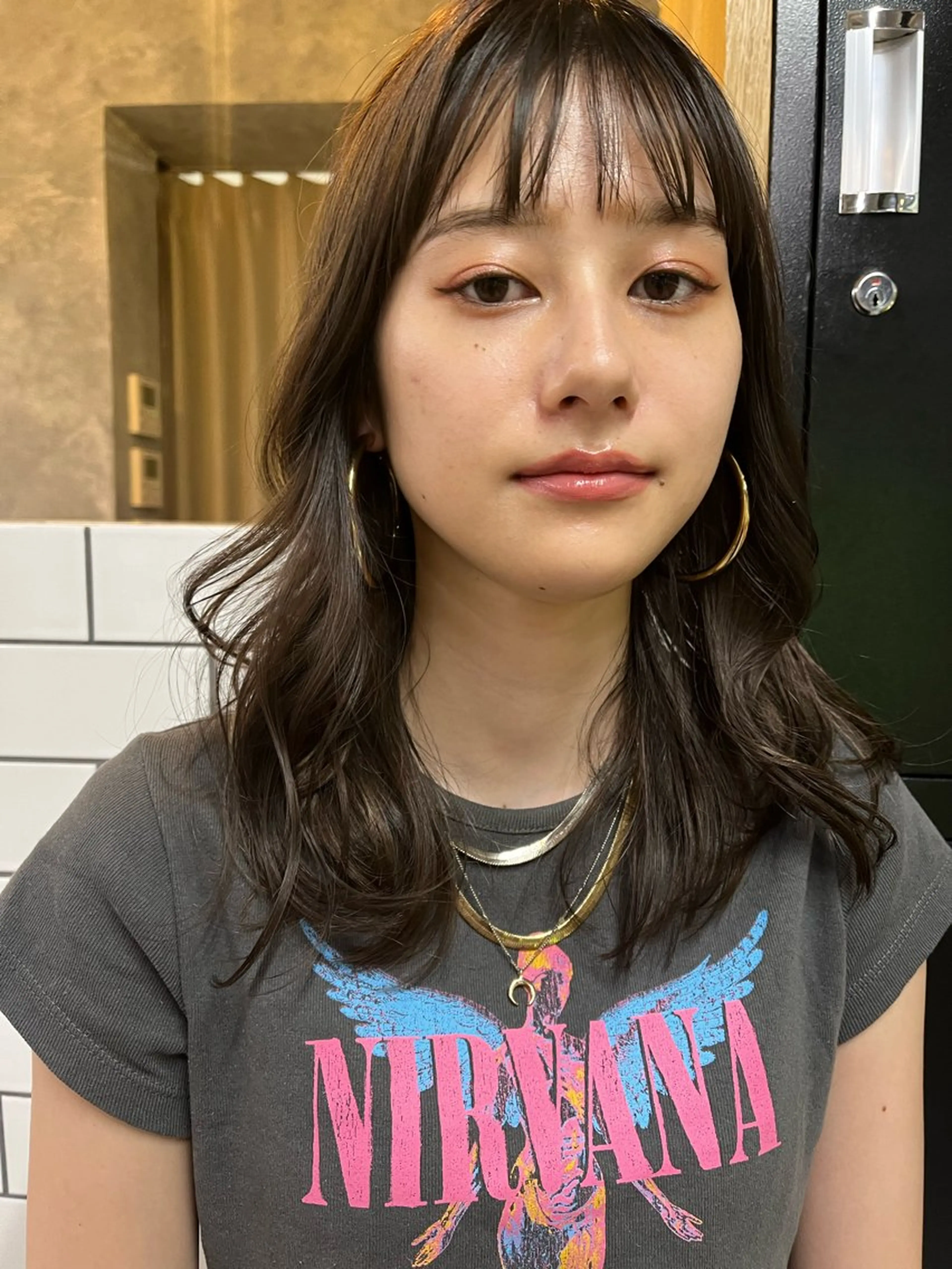 ミディアム カラー パーマ カット ヘアカラー 細川 夕利亜のヘアスタイル