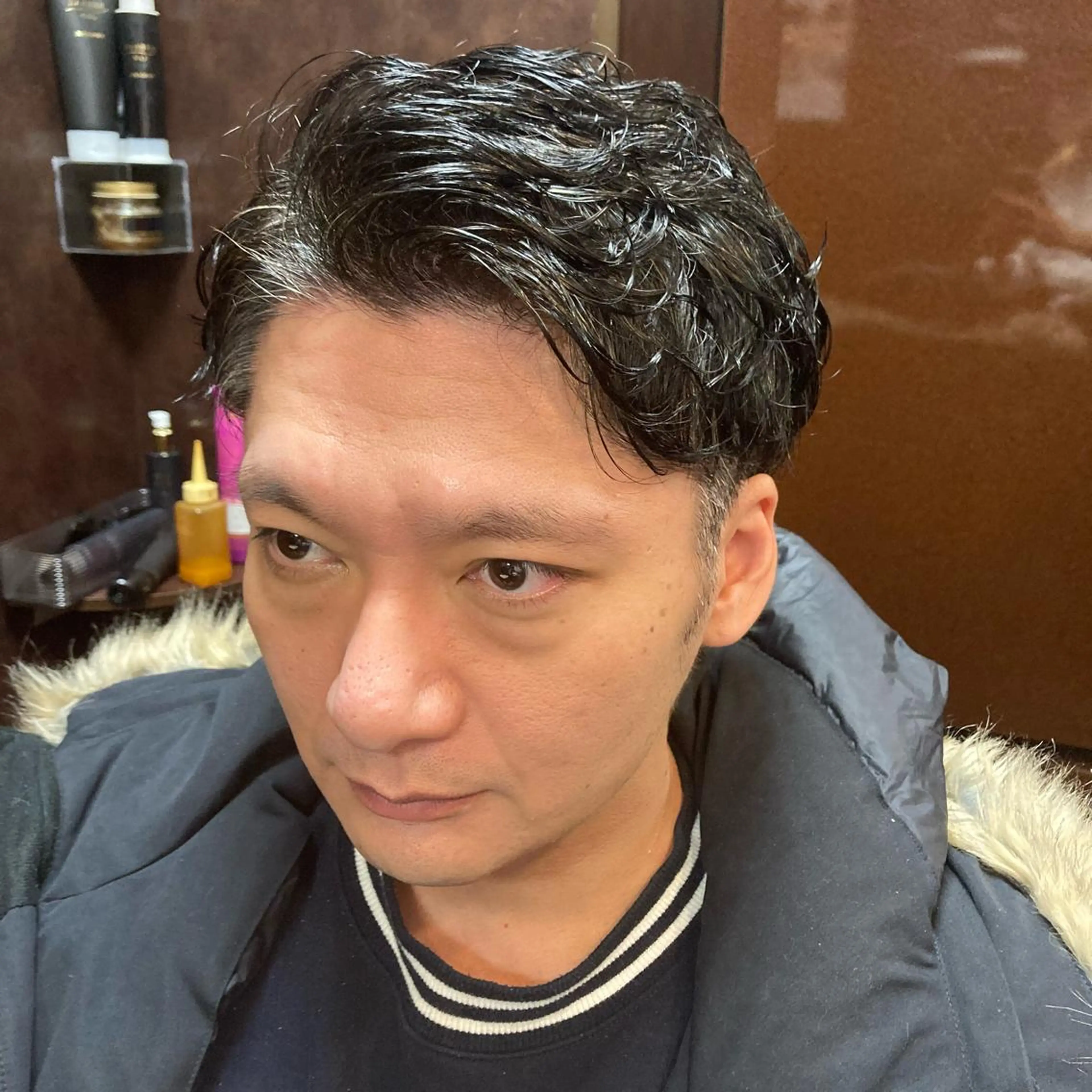 ショート パーマ メンズ メンズパーマ 七三 HIROGINZA川崎店所属・メンズ専門💈中島 太一💈のヘアスタイル
