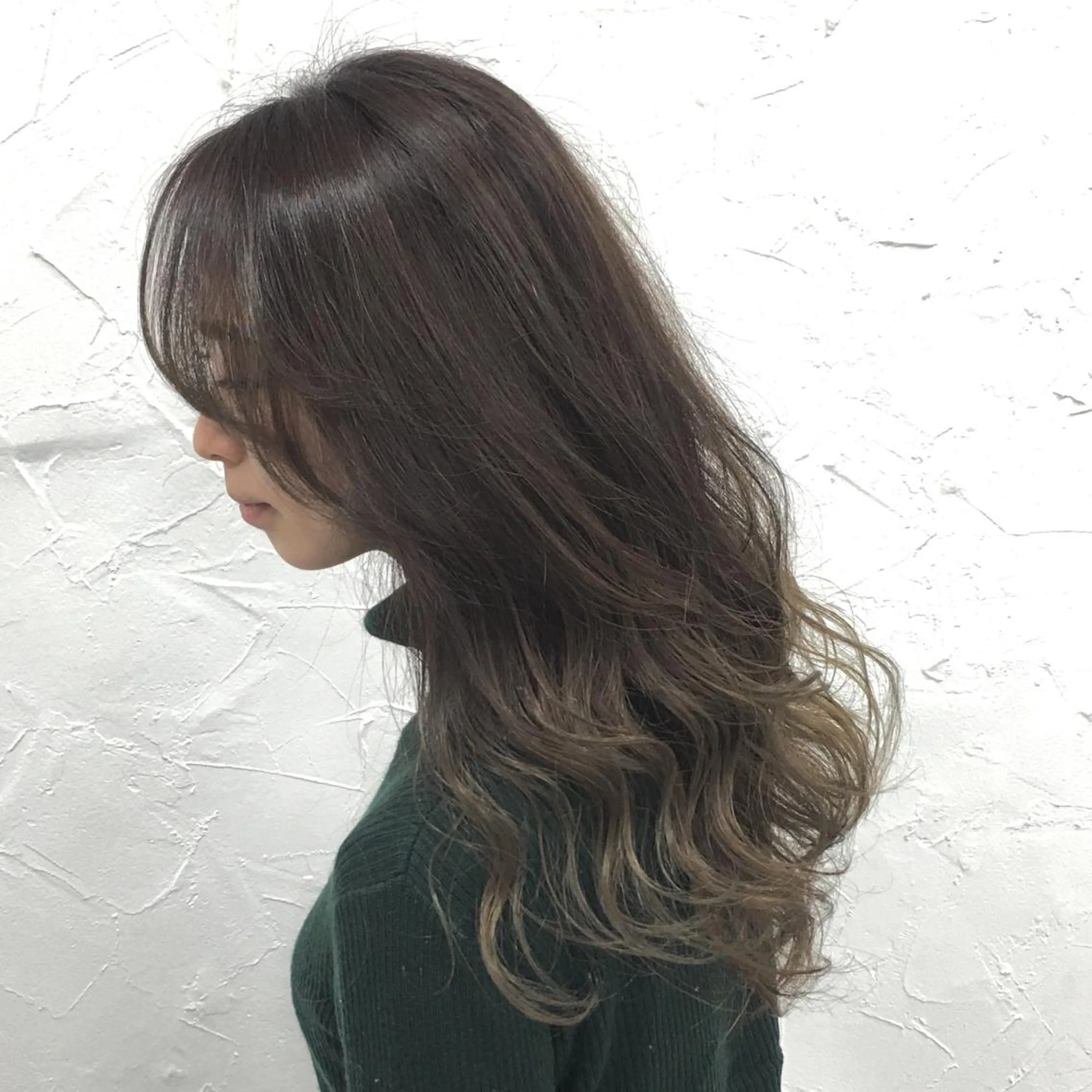 セミロング ヘアアレンジ アッシュ 大人垢抜け ダブルカラー【上野】のヘアスタイル