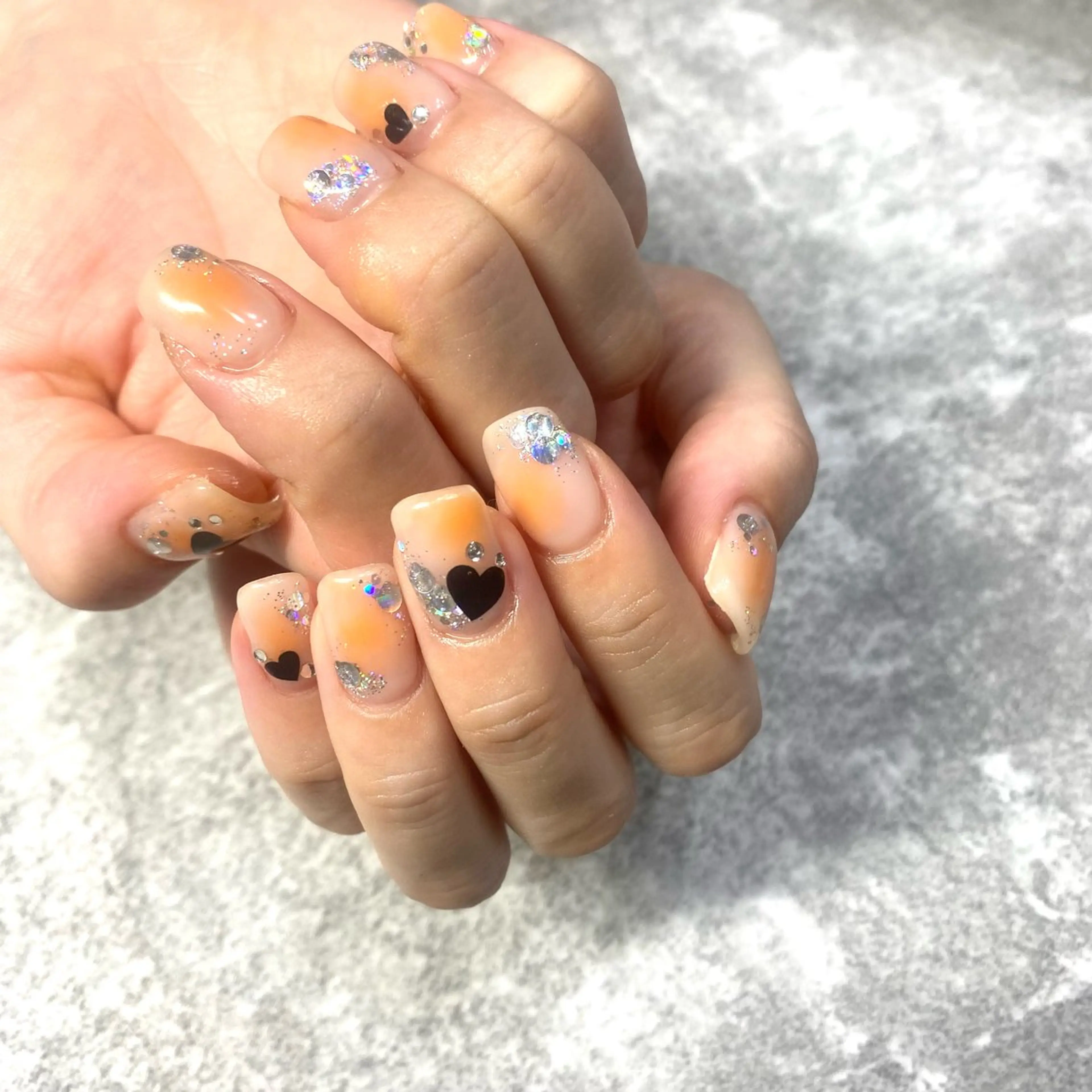 ネイル チークネイル オレンジ ハンドネイル ★Rinail... .のネイルデザイン