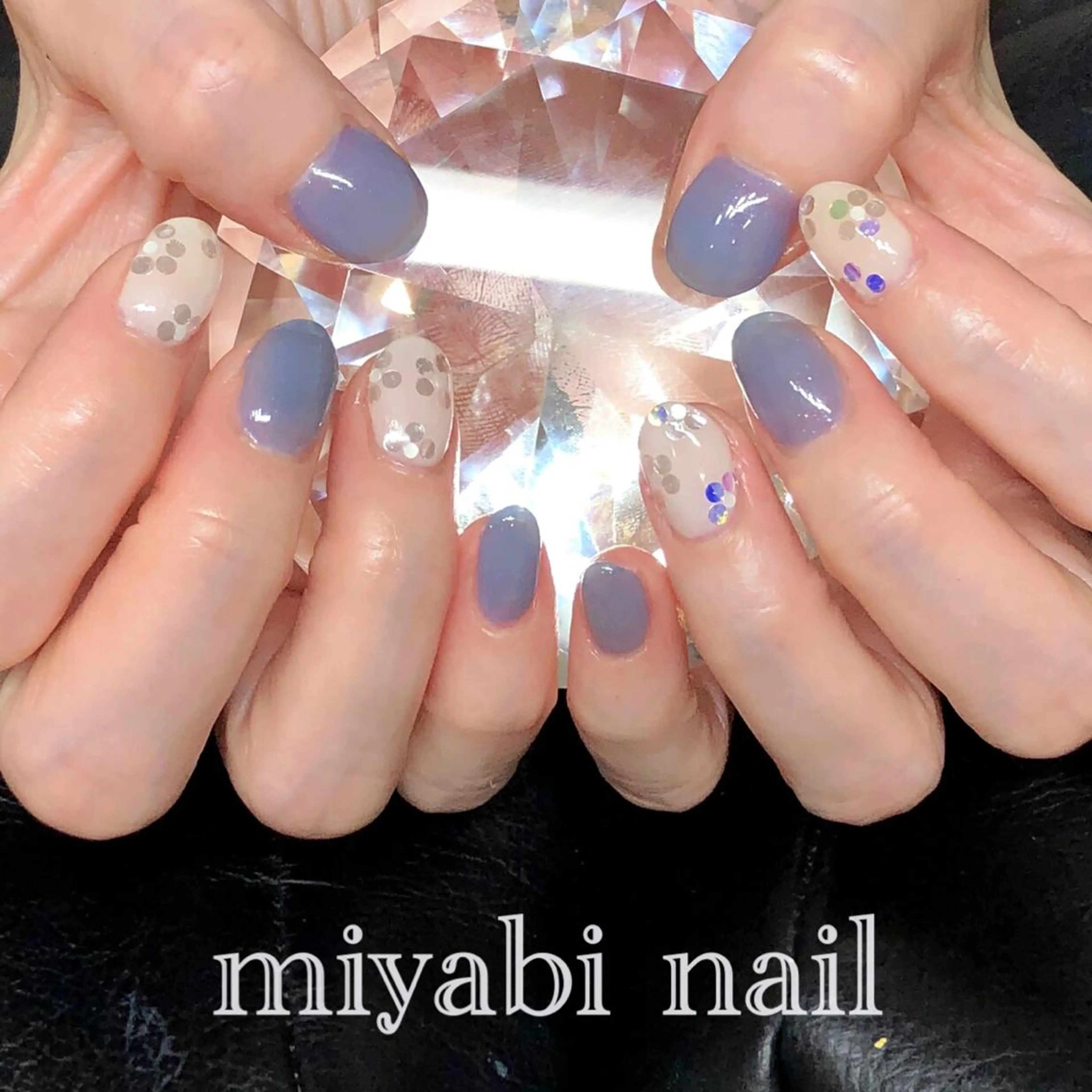 ネイル アートネイル ブルー フラワーネイル ジェルネイル 持ち込み ハンドネイル miyabi nail 桂川駅近くのネイルデザイン