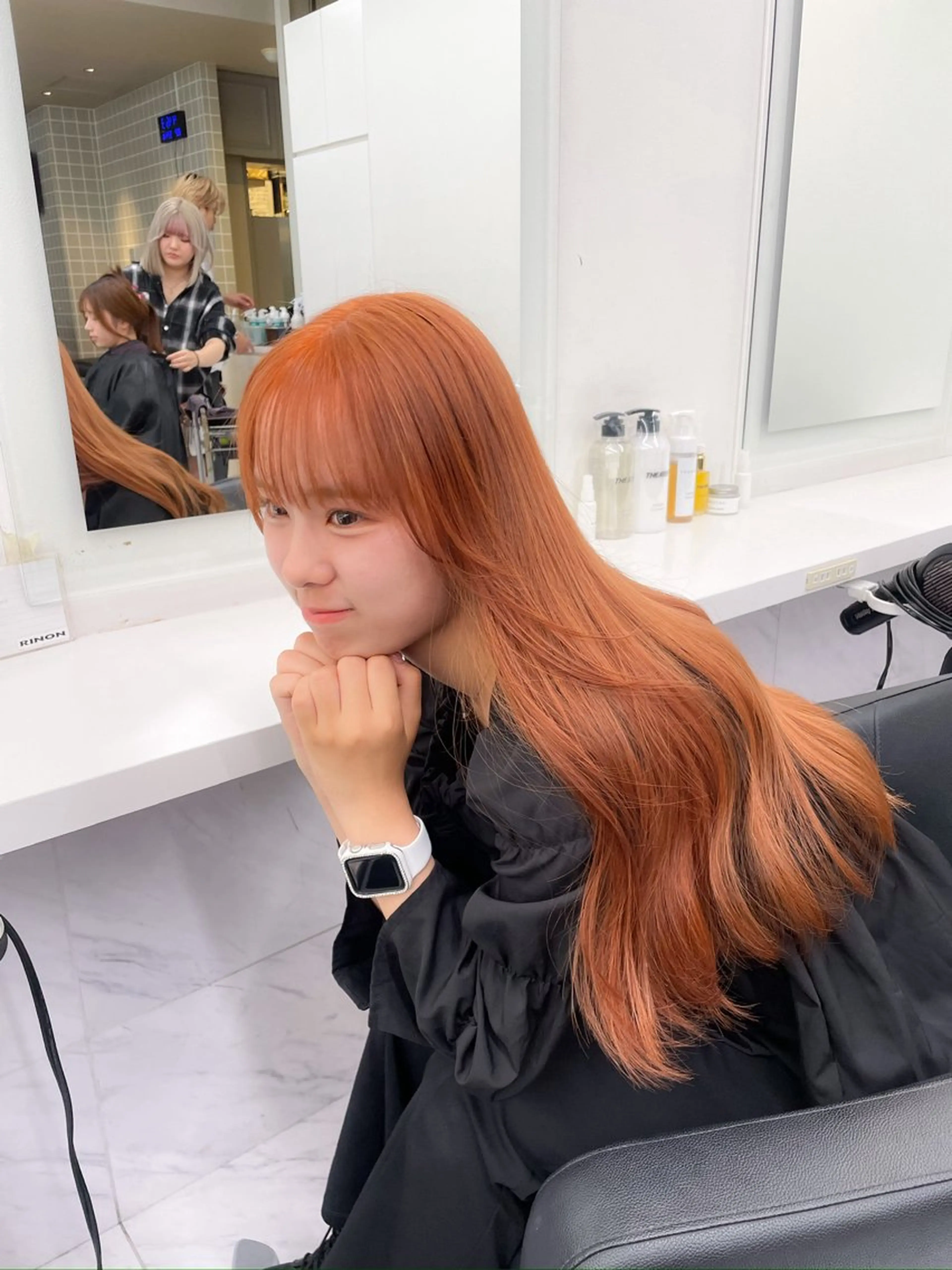 ロング カラー ベージュカラー オレンジ オレンジベージュ 表参道ハッシュカット レイヤー/リノンのヘアスタイル