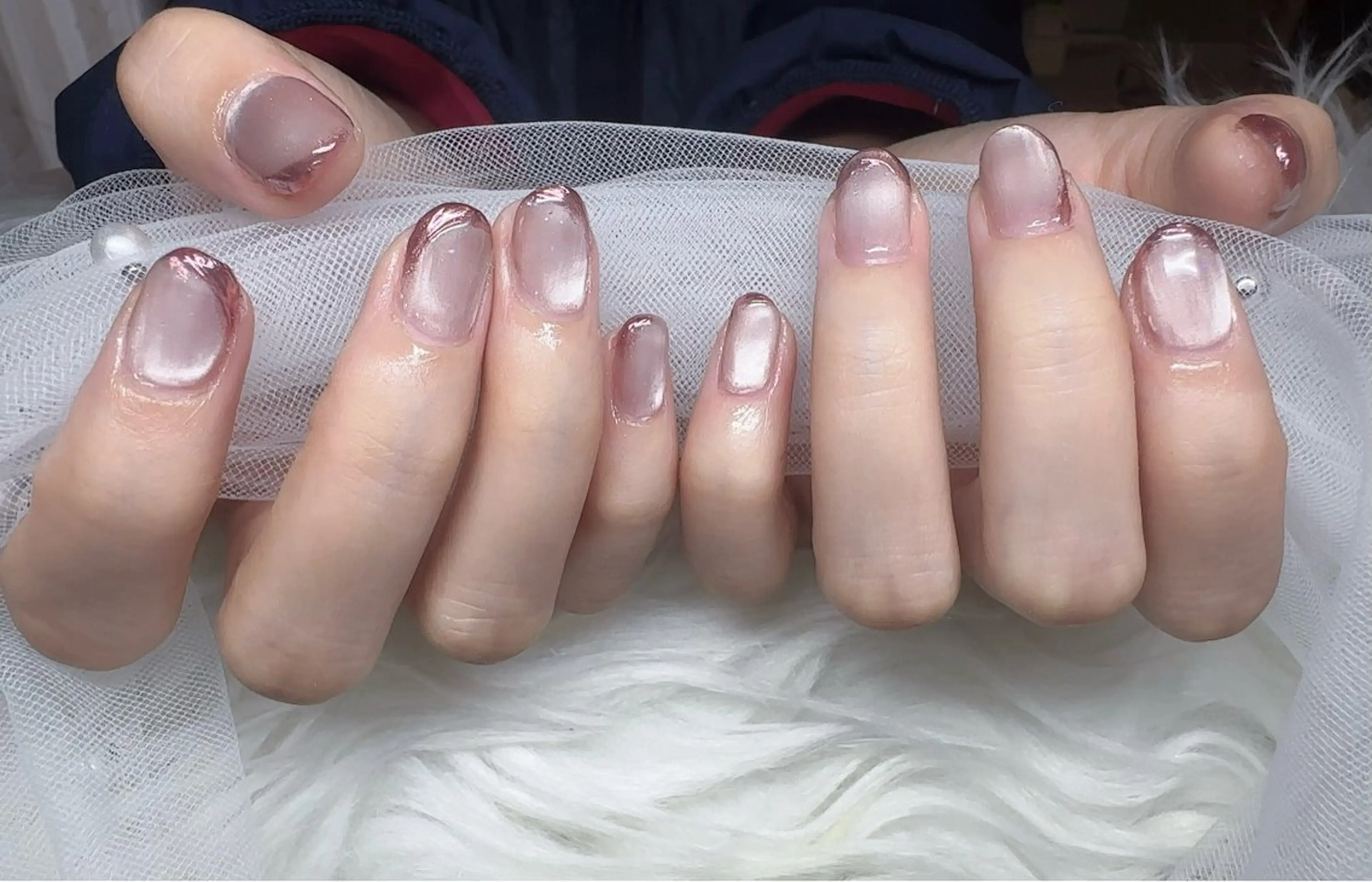 ネイル マグネットネイル ミラーネイル ピンク ハンドネイル Rave所属・touma Rinaのネイルデザイン