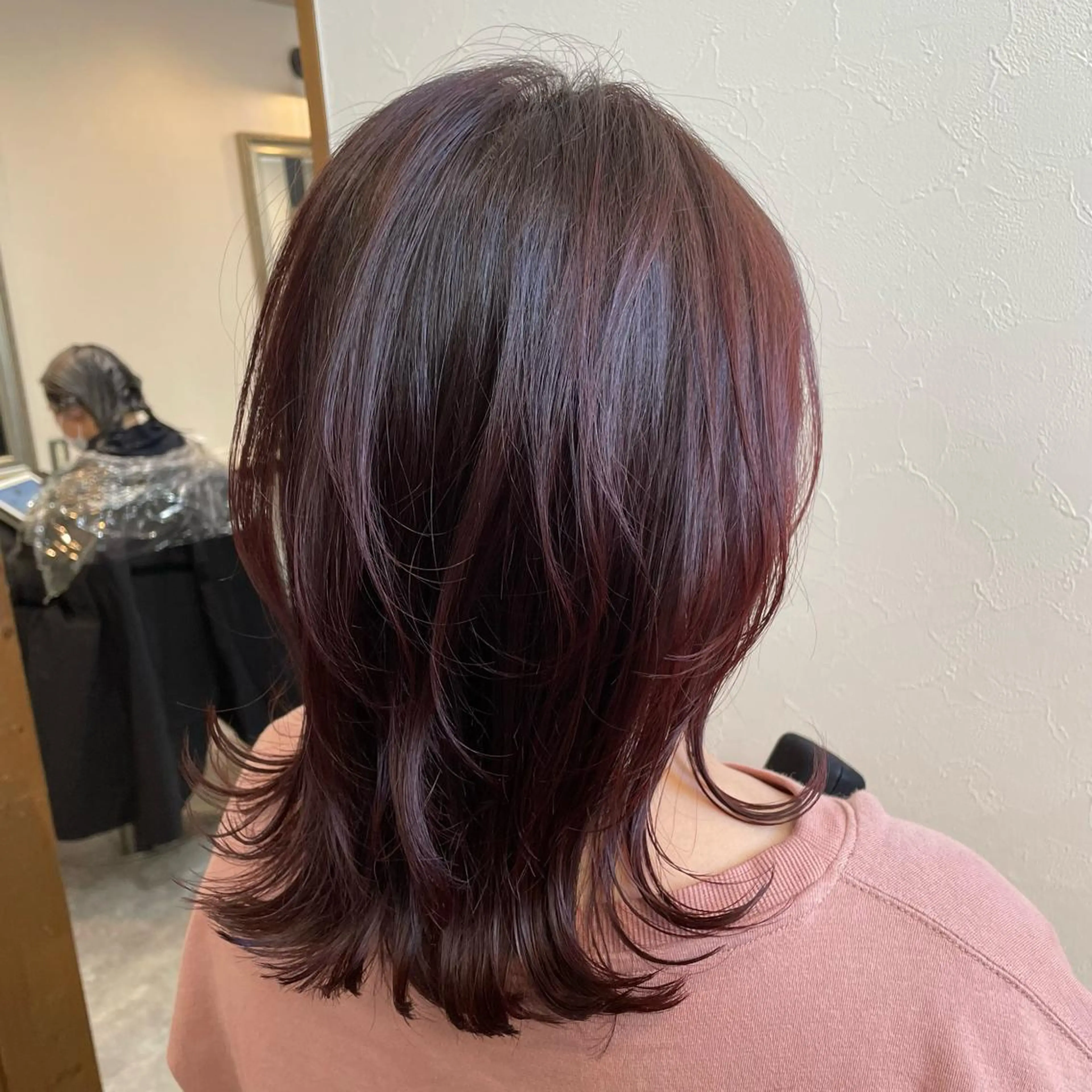 ミディアム ピンクブラウン レイヤーカット ウルフカット カット ヘアカラー 🫧艶髪/ブリーチ 🐳honami🫧のヘアスタイル