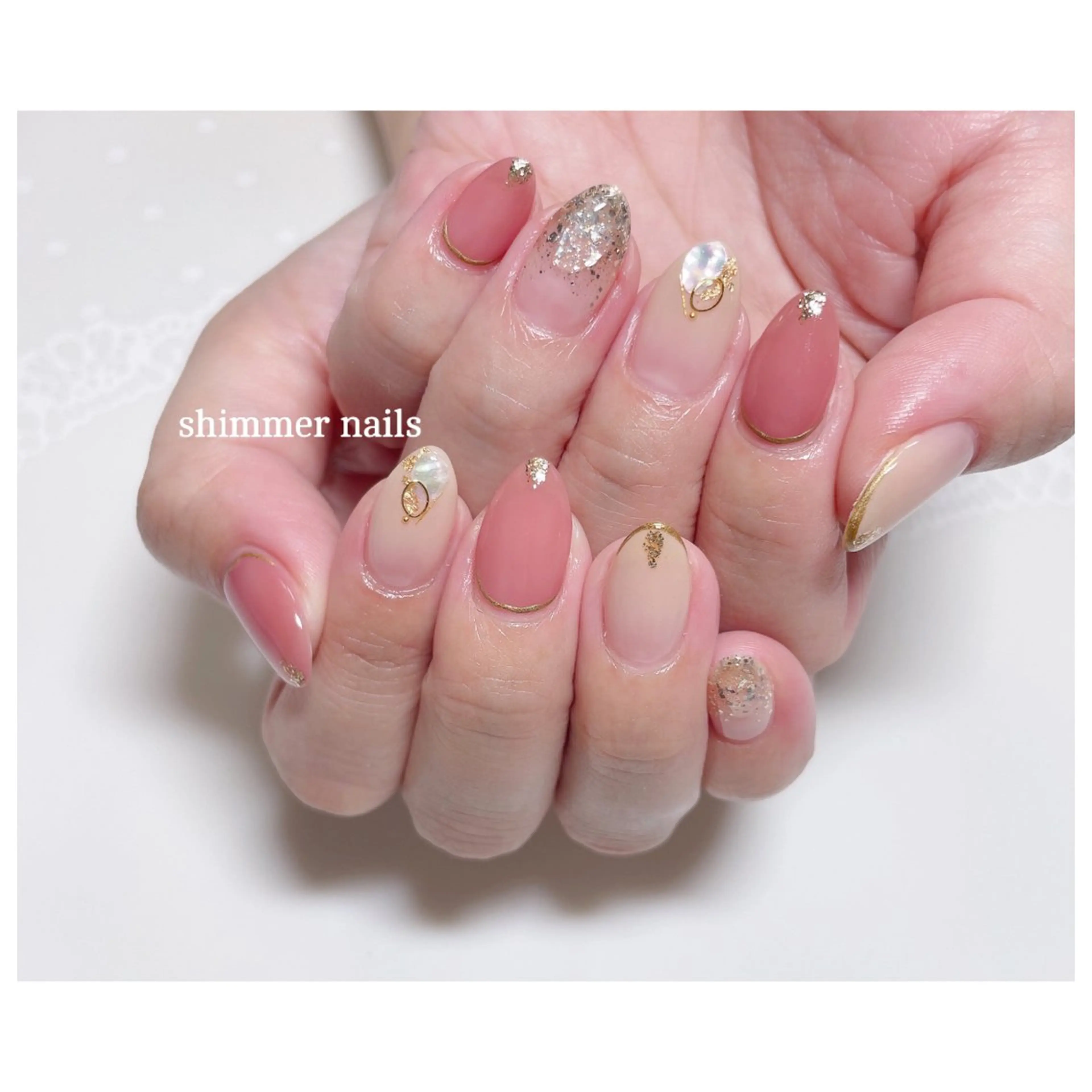 ネイル ピンク shimmer nailsのネイルデザイン