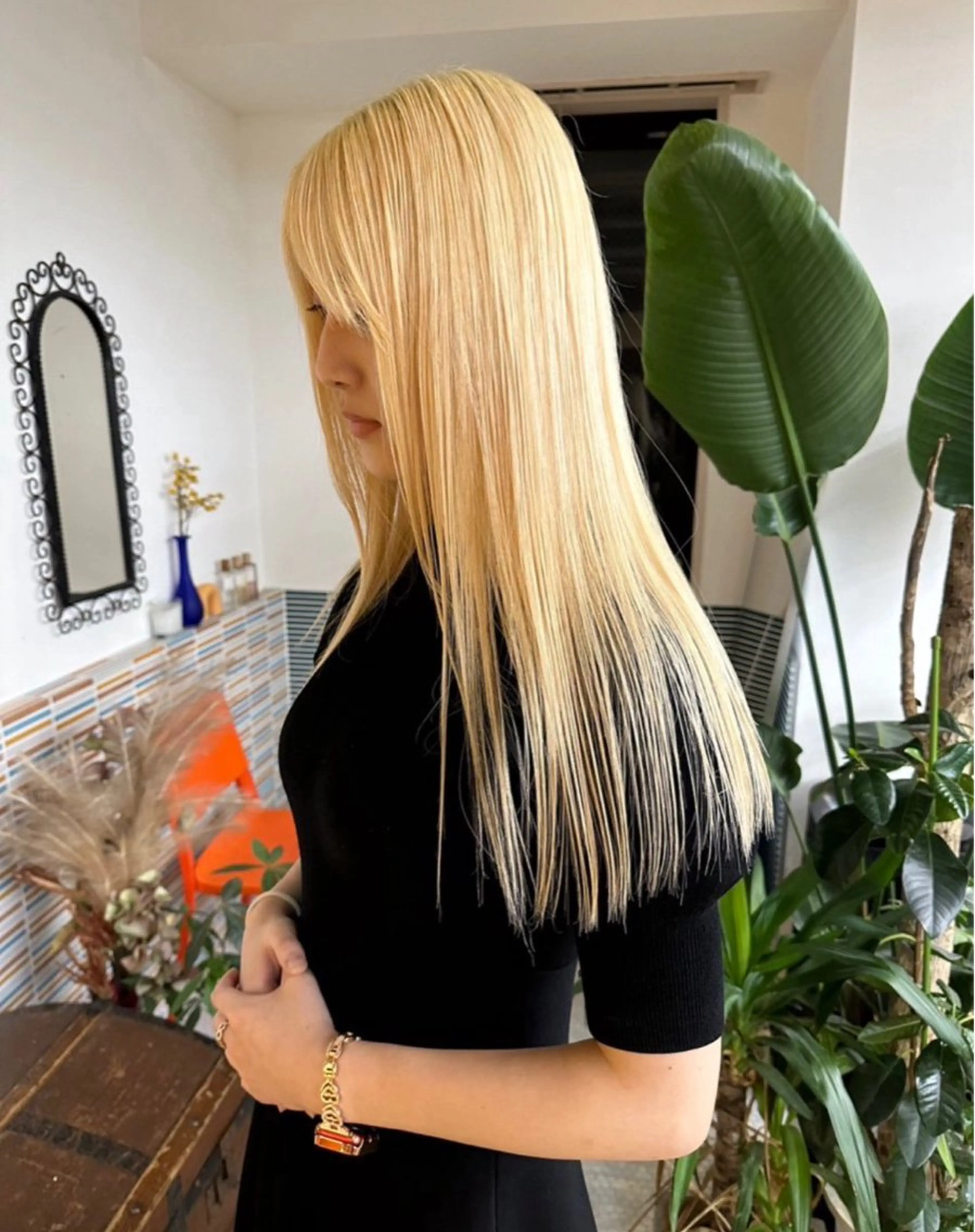 ロング カラー ブリーチ ブロンド 透明感カラー ブリーチ矯正/ ブリーチ特化mikaのヘアスタイル