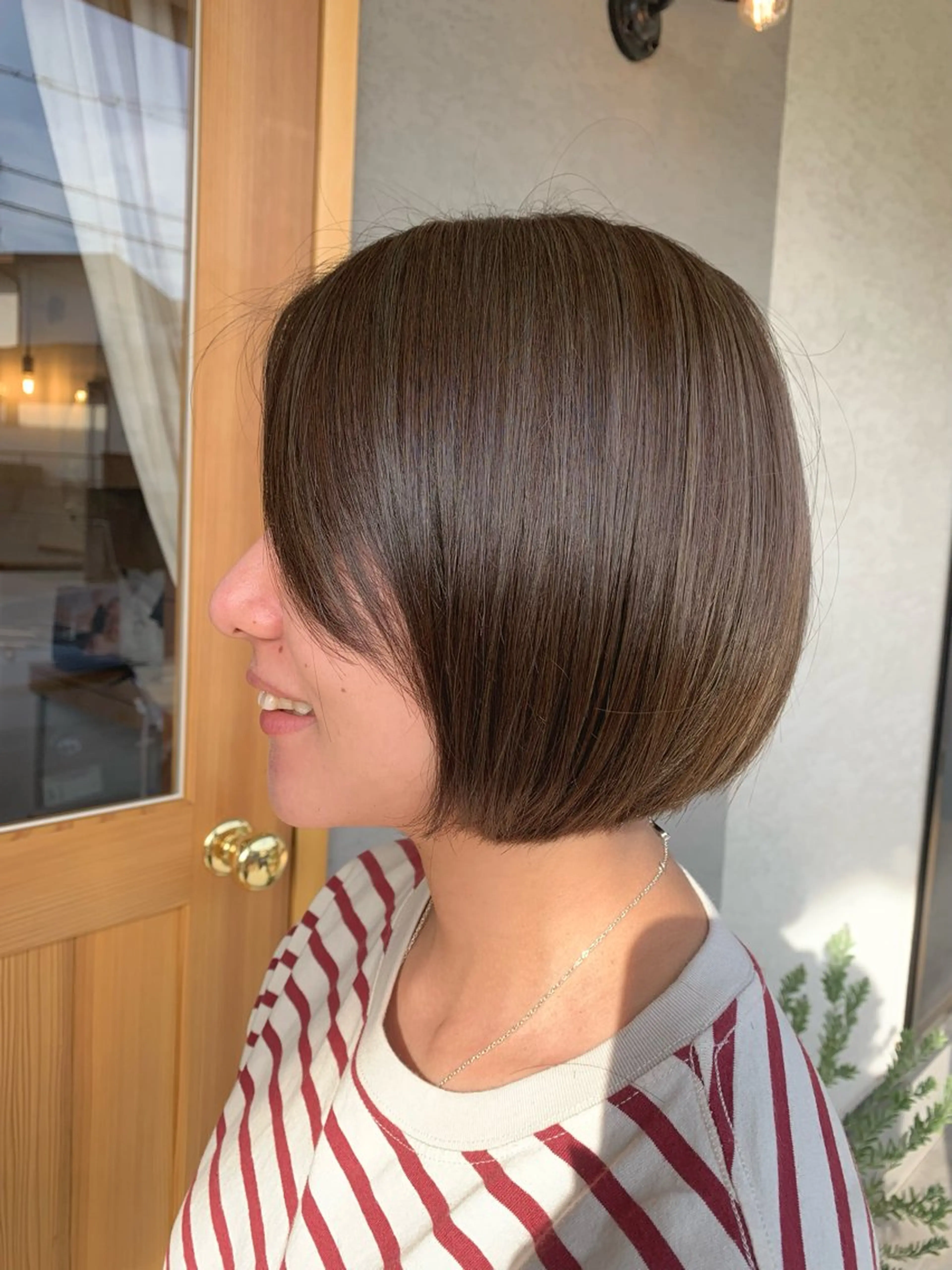 ショート ワンレンボブ ボブ ハイライト ulu.久保田 加奈子のヘアスタイル
