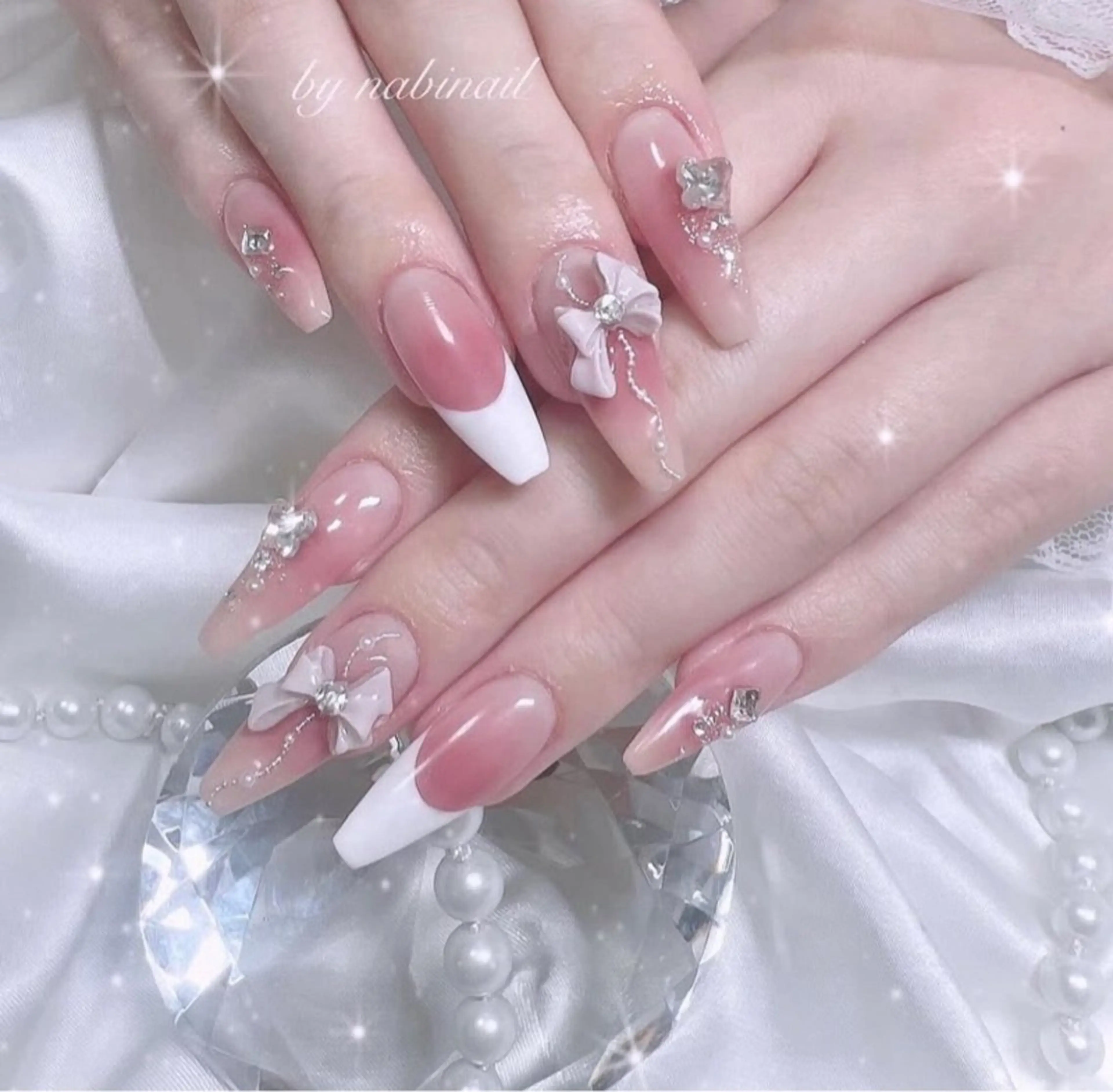 ネイル 長さ出し グラデーション キラキラネイル マグネットネイル ミラーネイル Lee Nails チップ長さだし専門店のネイルデザイン