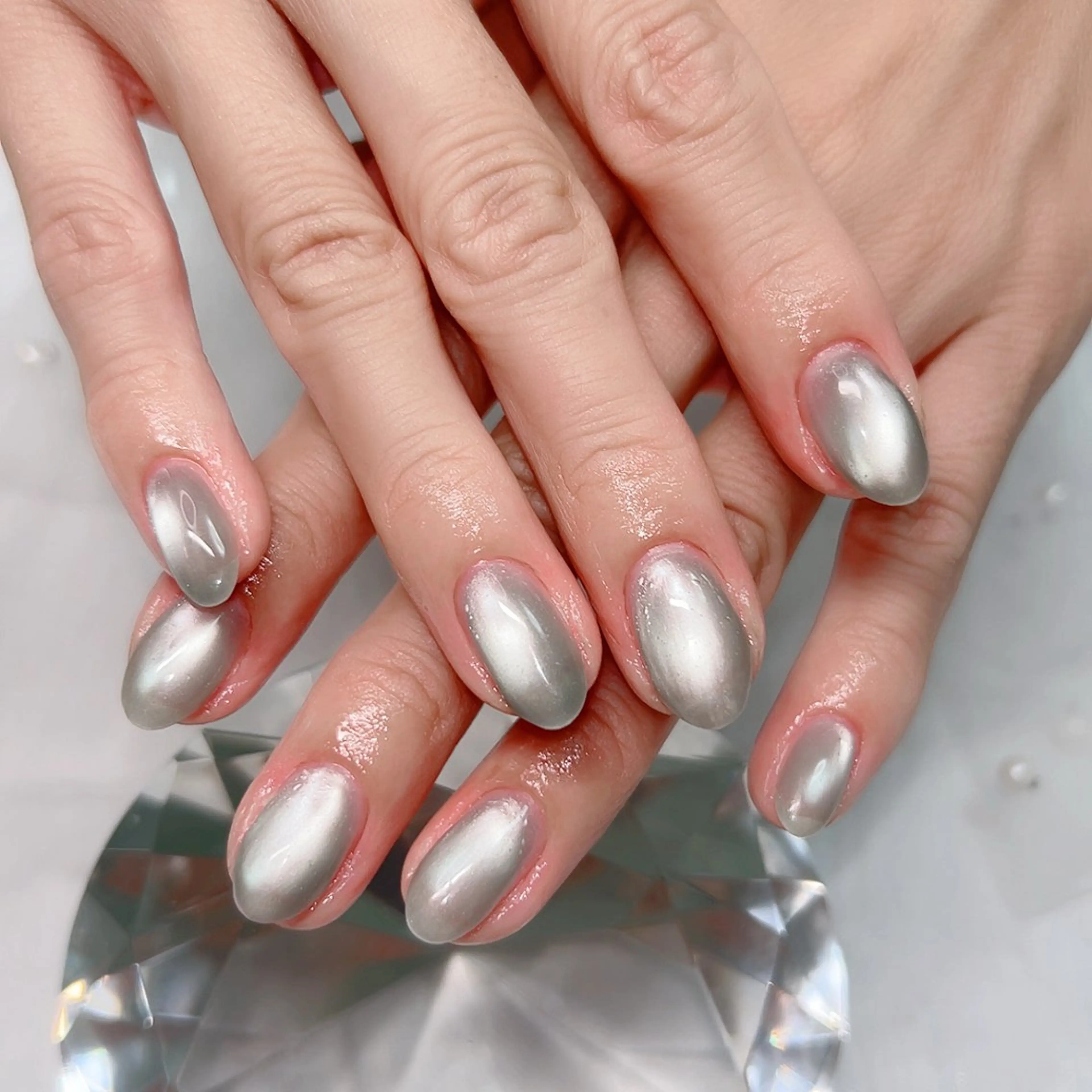 ネイル ボーダー ジェルネイル キラキラネイル マグネットネイル ハンドネイル Cute Tips nailのネイルデザイン