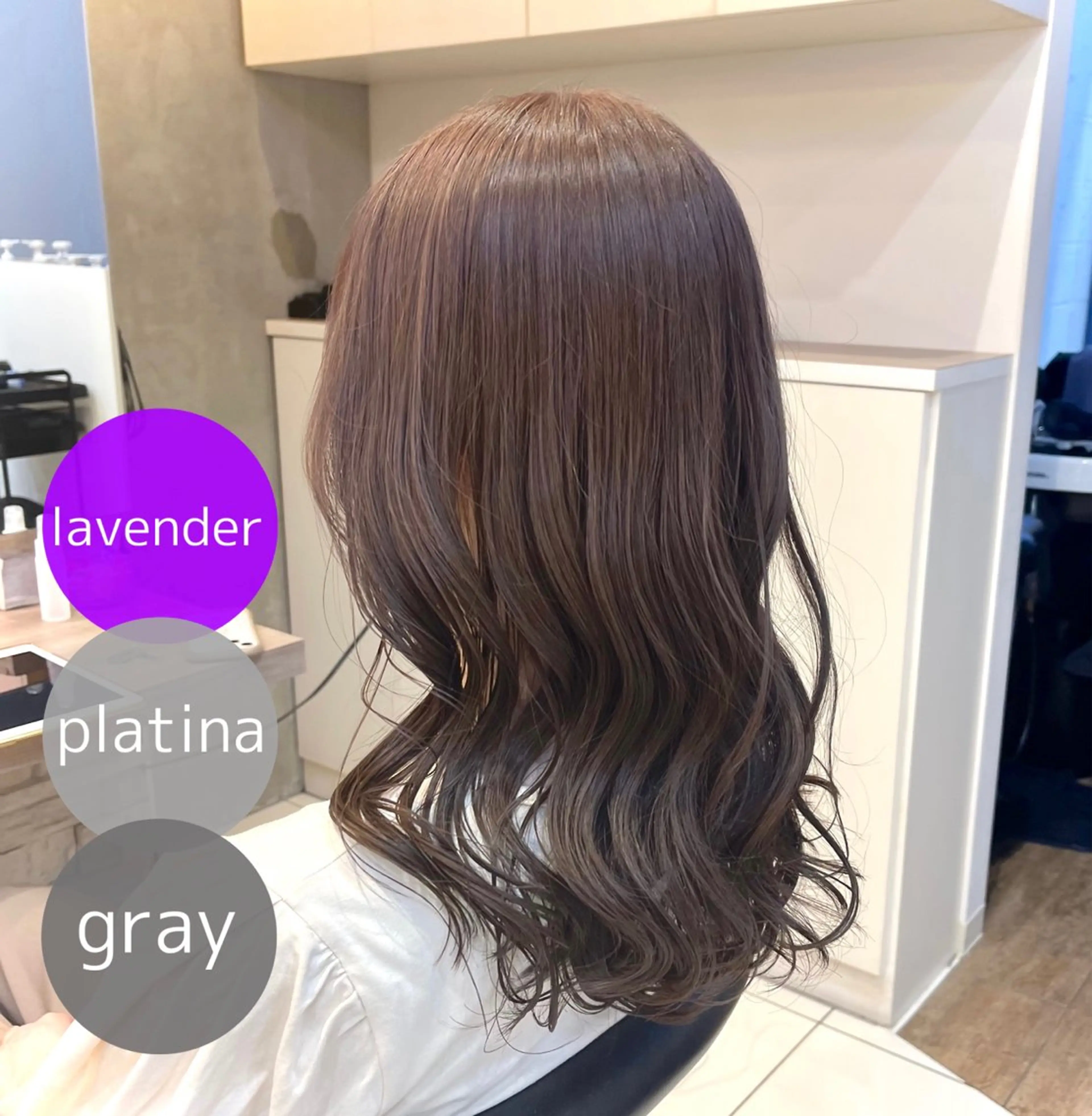 ミディアム カラー ベージュカラー 透明感カラー グレージュ ラベンダーカラー ラベンダーグレージュ ヘアカラー 透明感カラー/ くびれヘア/館岡俊平のヘアスタイル