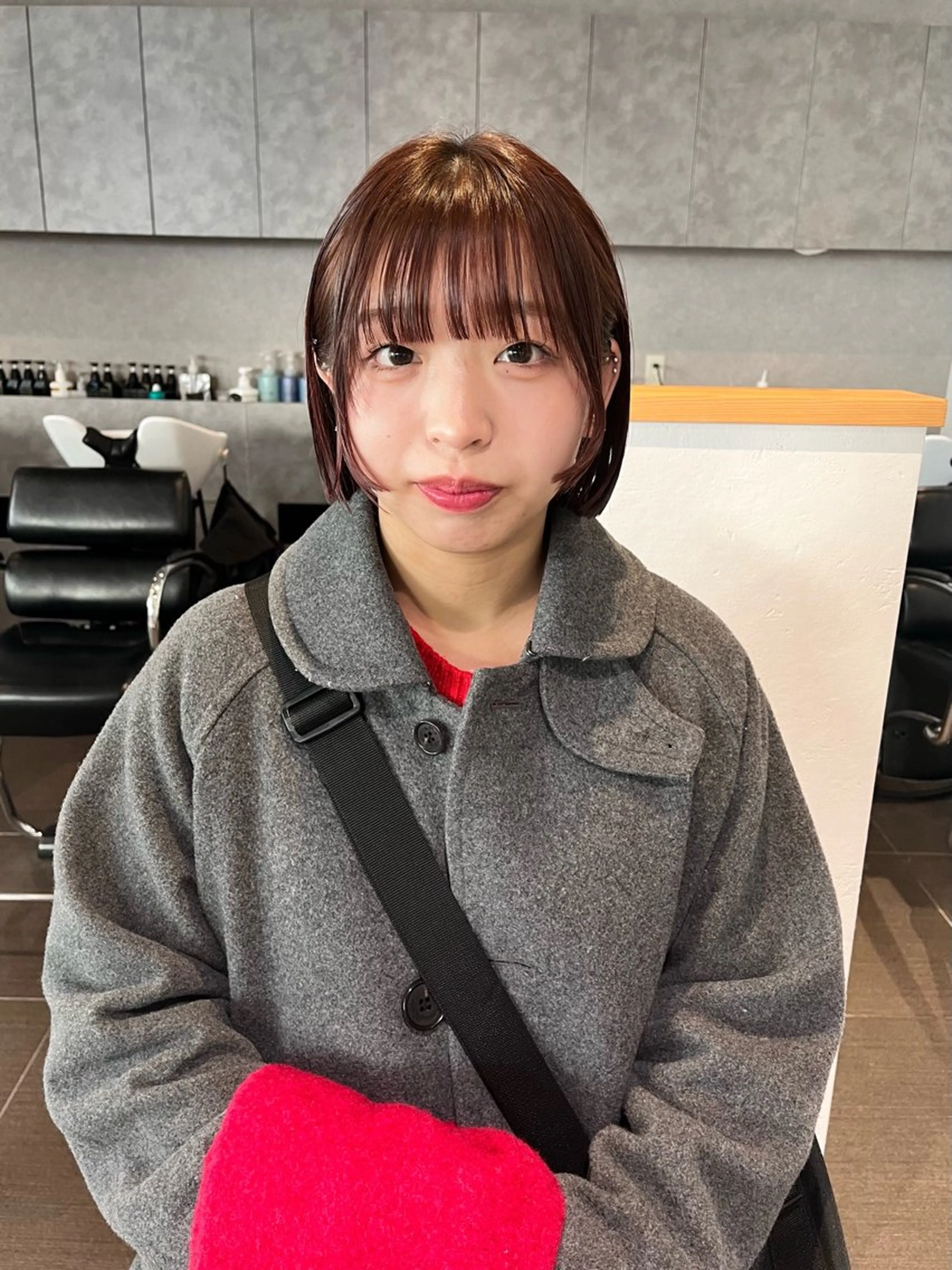 ショート カラー ブラウンカラー ピンクカラー ピンクブラウン ボブ 顔周りカット カット ヘアカラー ショート/パーマ/ カラー/FUKOのヘアスタイル