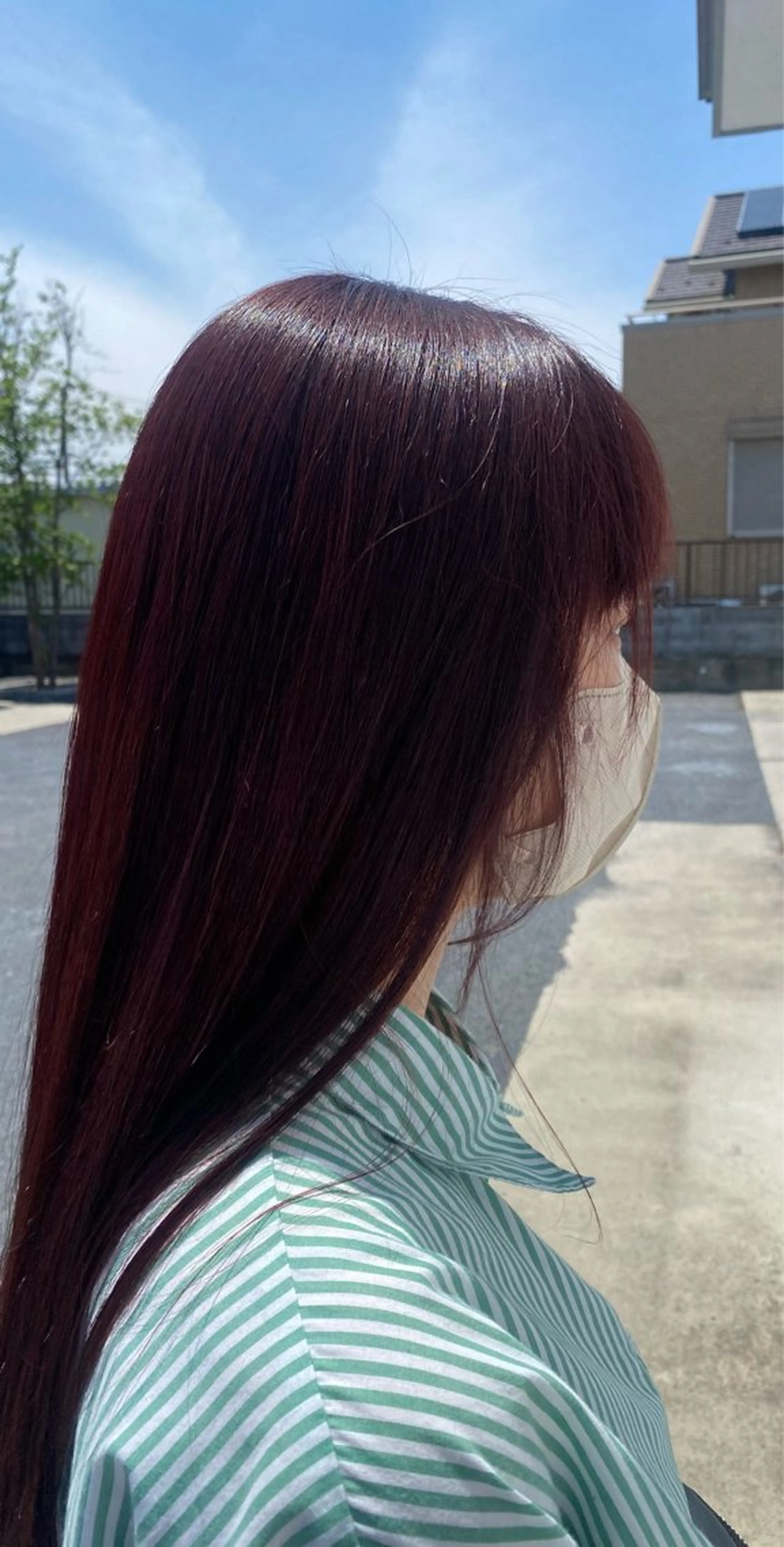 カラー レッドカラー 三田 一希のヘアスタイル